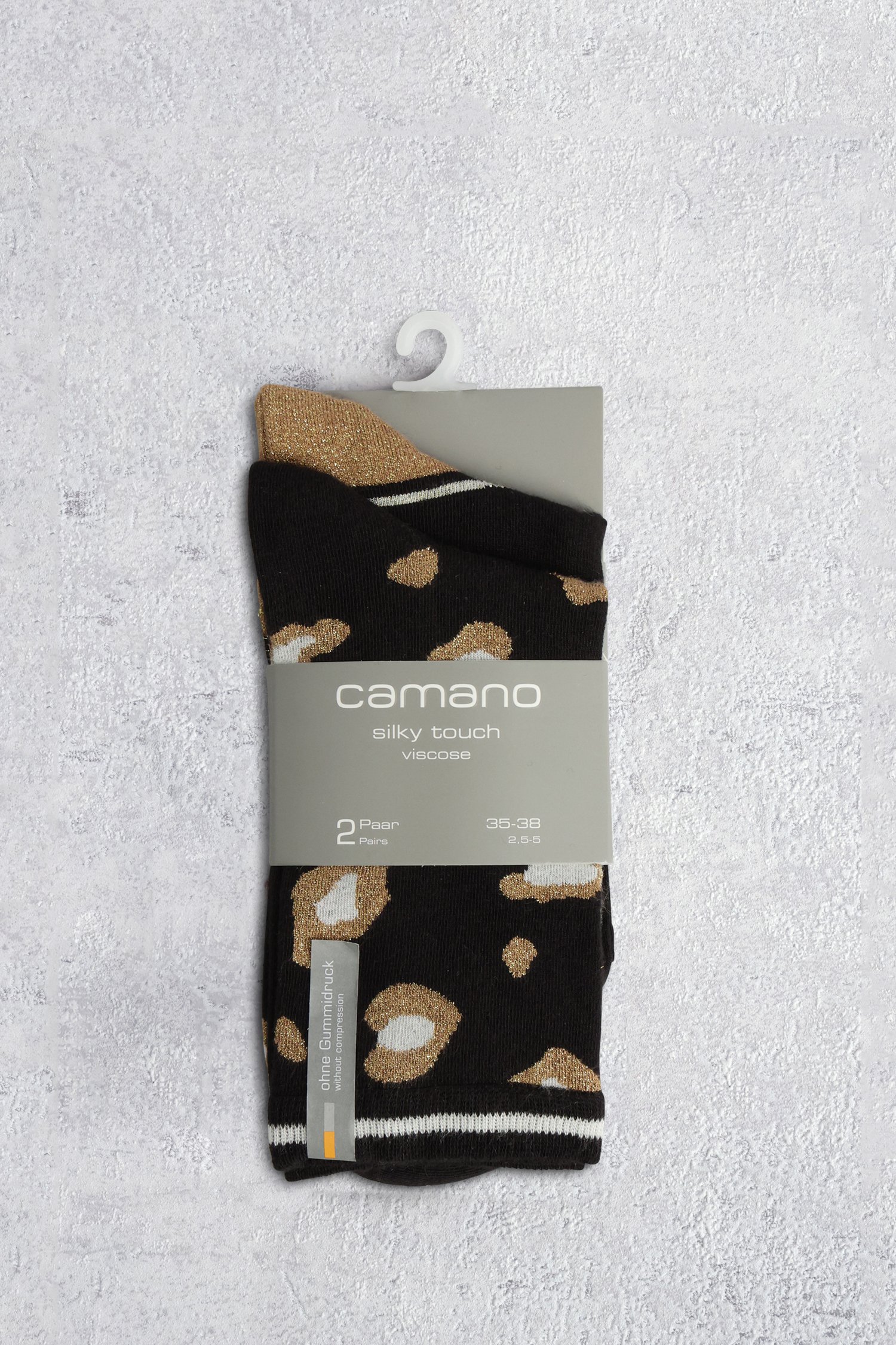 Productfoto 1 van Set van 2 zwarte sokken met goudaccenten door Camano voor Dames