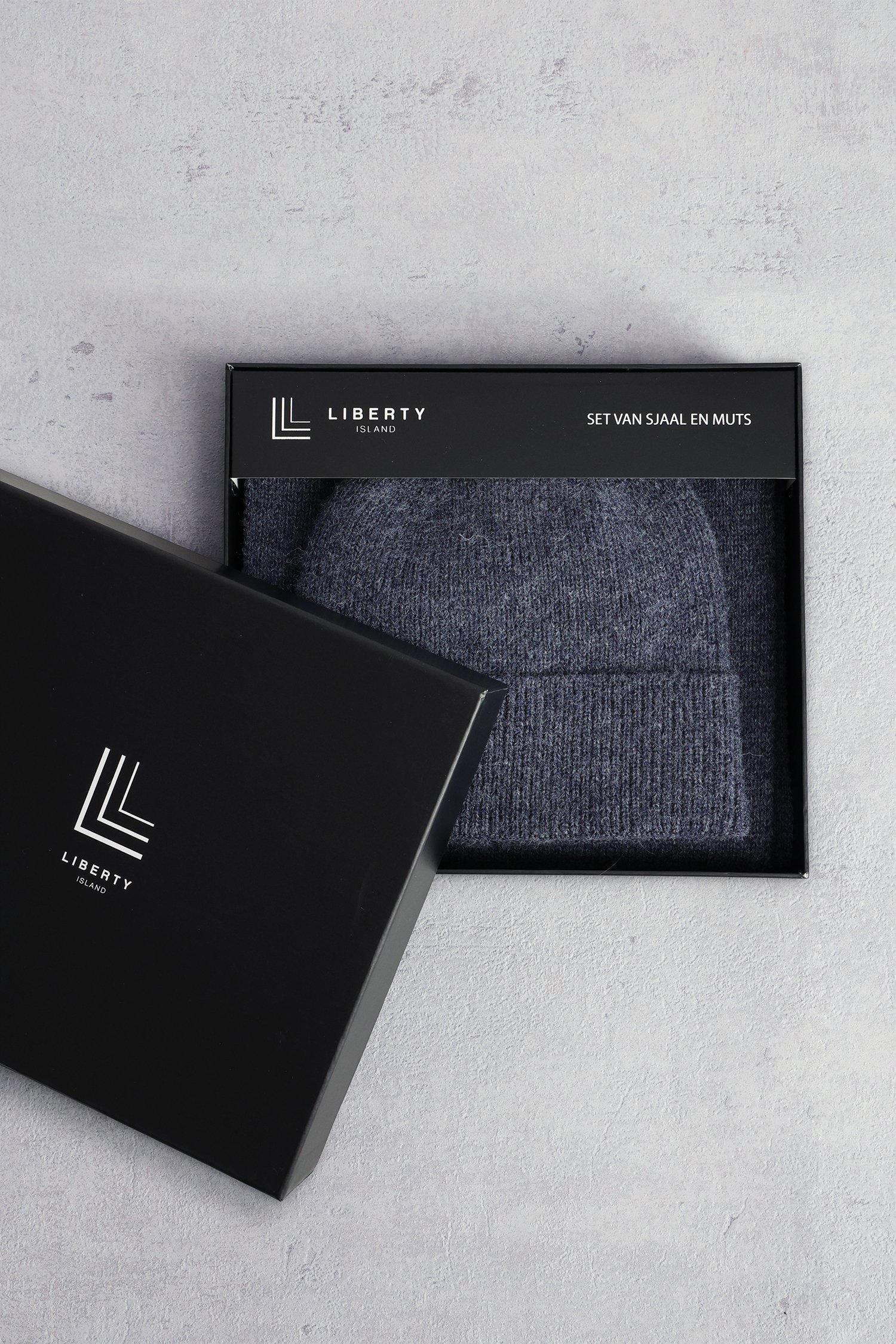 Productfoto 1 van Set van blauwe sjaal en muts door Liberty Island voor Heren