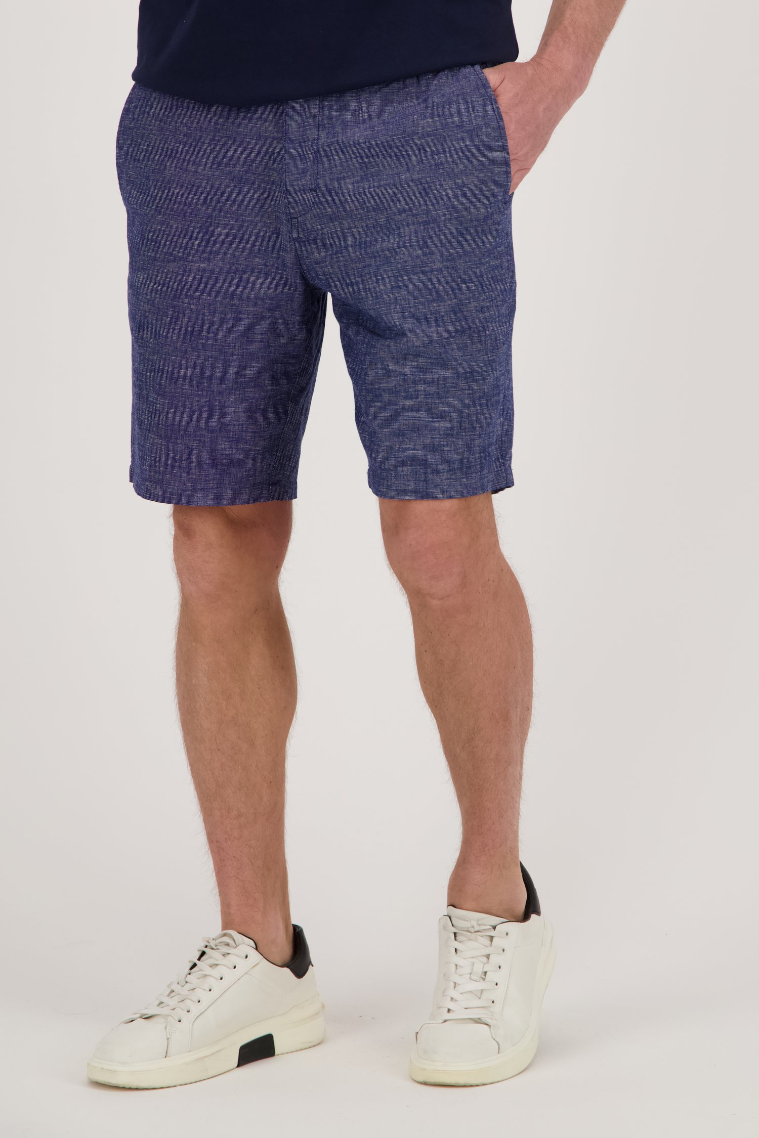 Short bleu foncé avec lin de Dansaert Blue pour Hommes