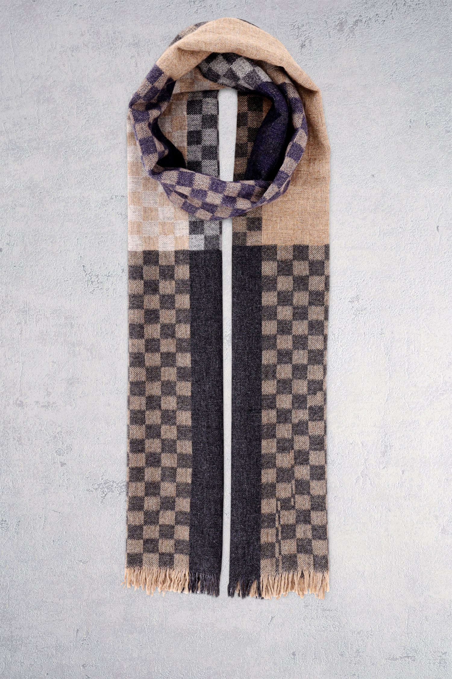 Achterkant van Sjaal met grijs-beige dampatroon door Liberty Island voor Heren