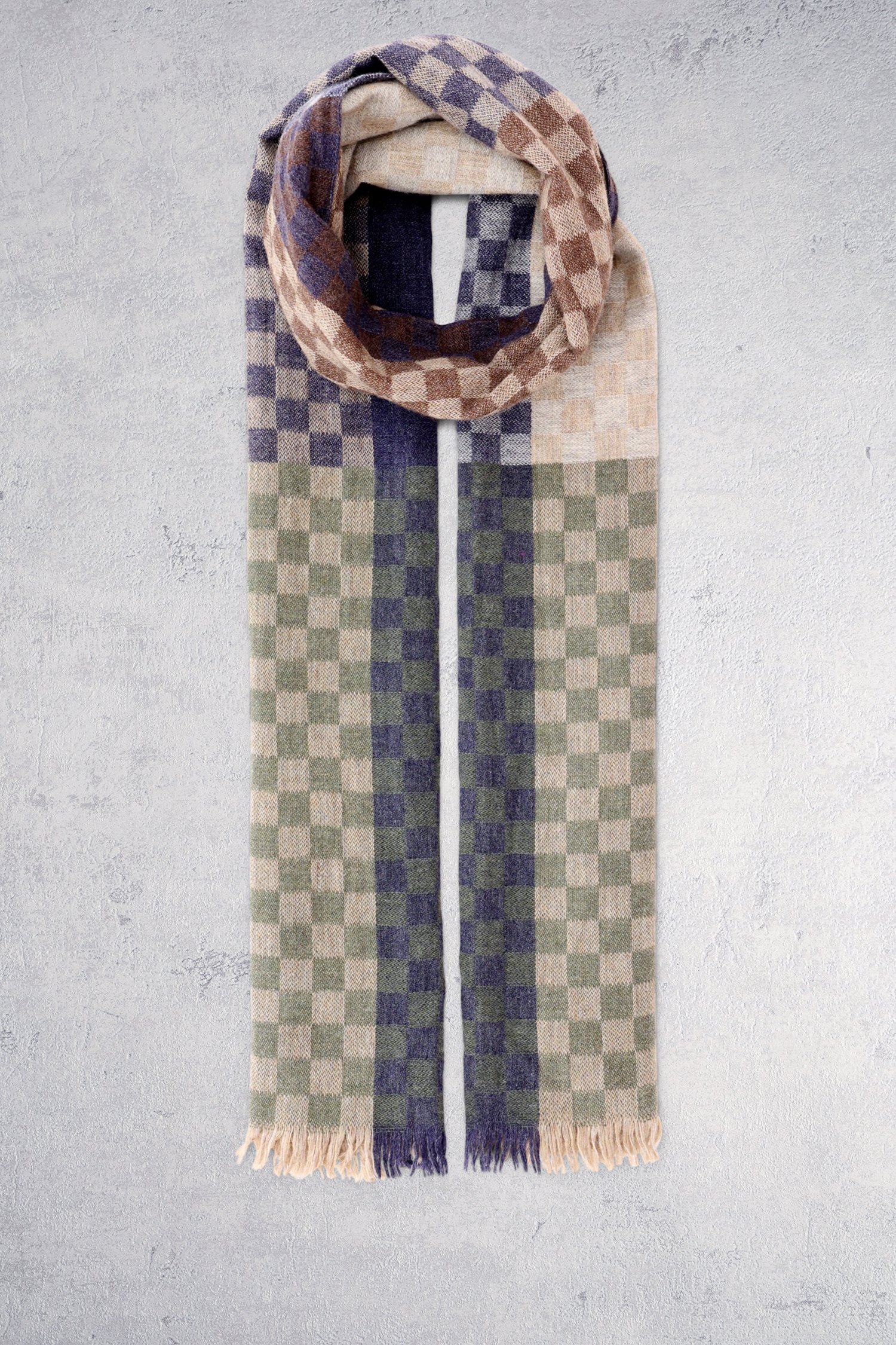 Detail van Sjaal met groen dampatroon door Liberty Island voor Heren