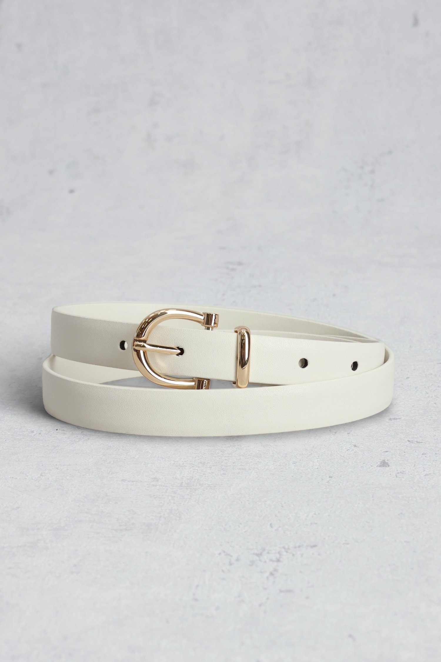 Voorkant van Smalle witte riem met gouden gesp door Liberty Island voor Dames