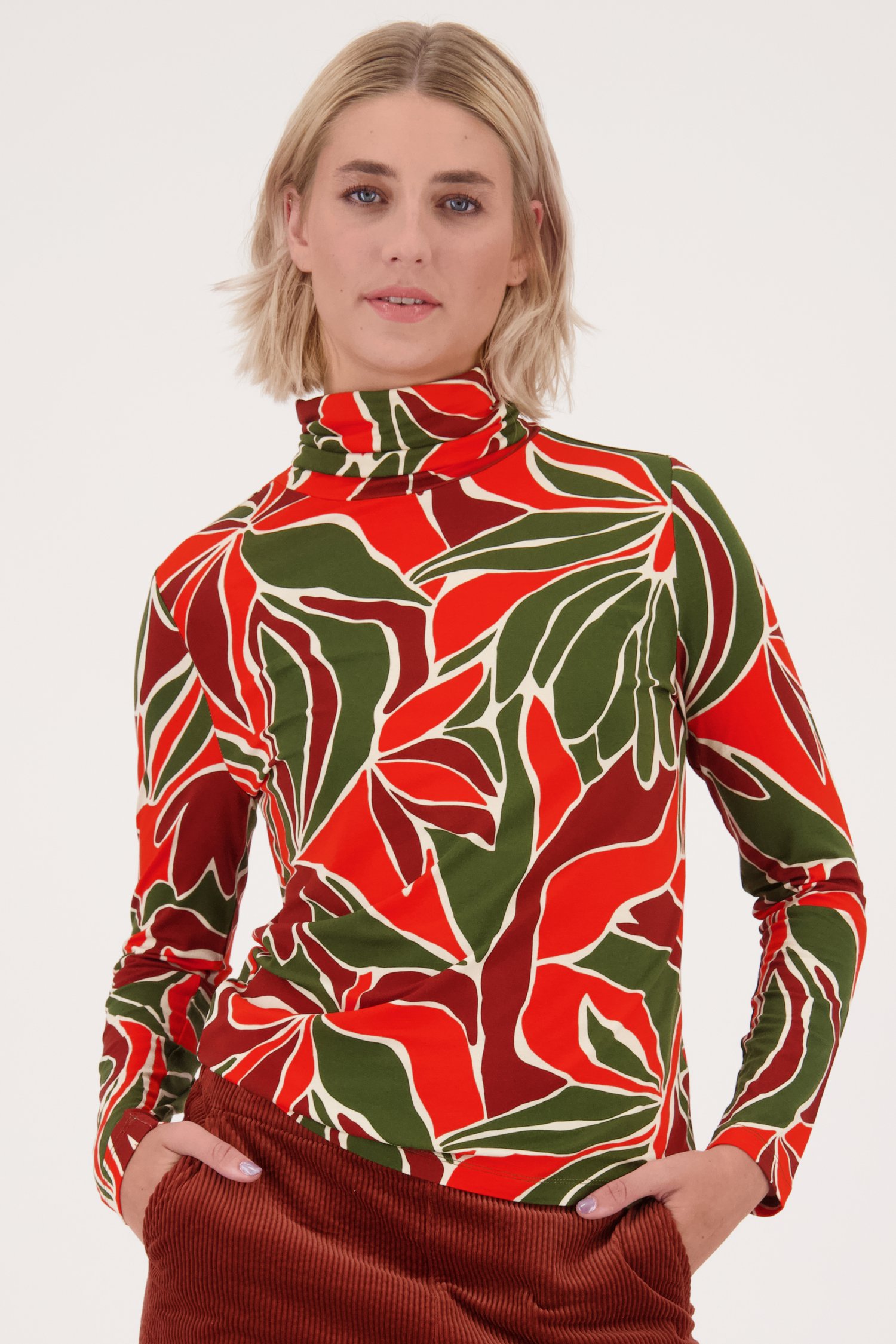 Souspull met print in kaki en rood van Libelle voor Dames