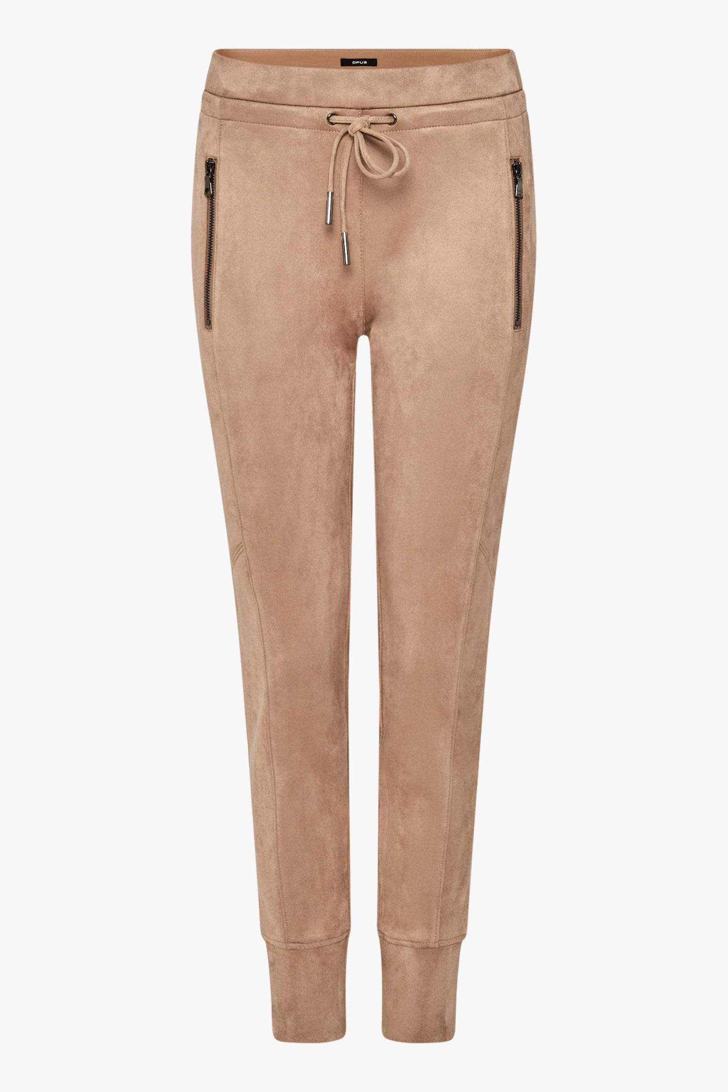 Suède bruine broek met elastische tailleband van Opus voor Dames
