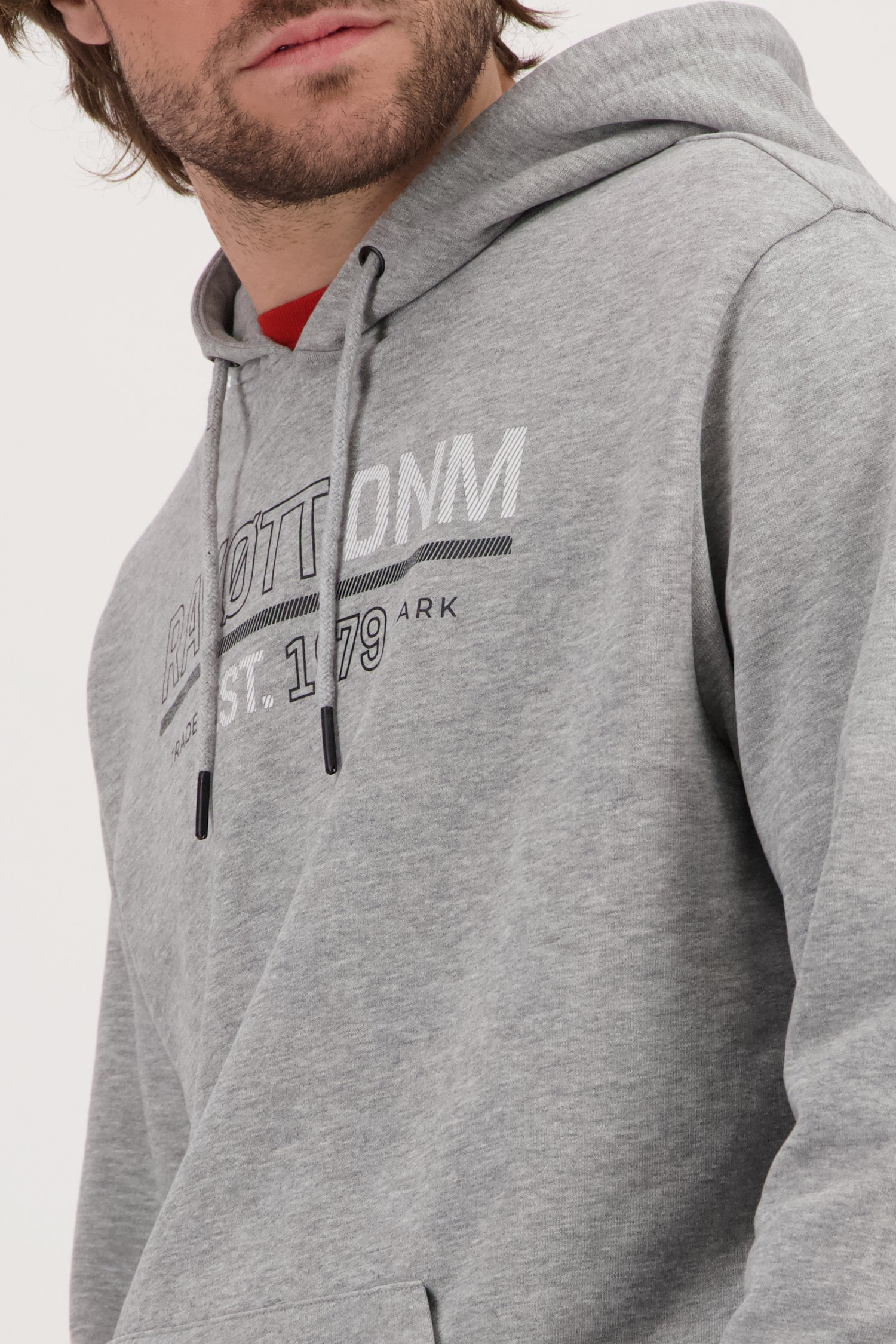 Sweat à capuche gris avec logo imprimé de Ravøtt pour Hommes