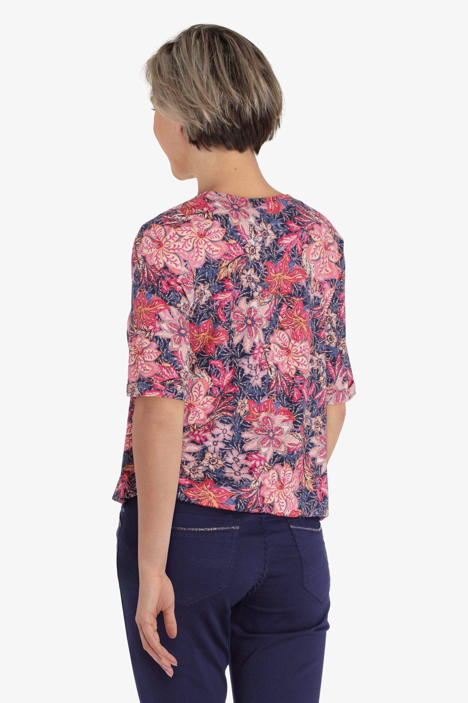 T-shirt à imprimé floral bleu rose de Diane Laury pour Femmes