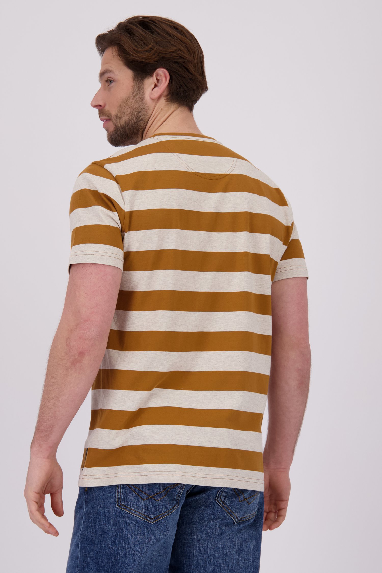 T-shirt à motif rayé marron de Ravøtt pour Hommes