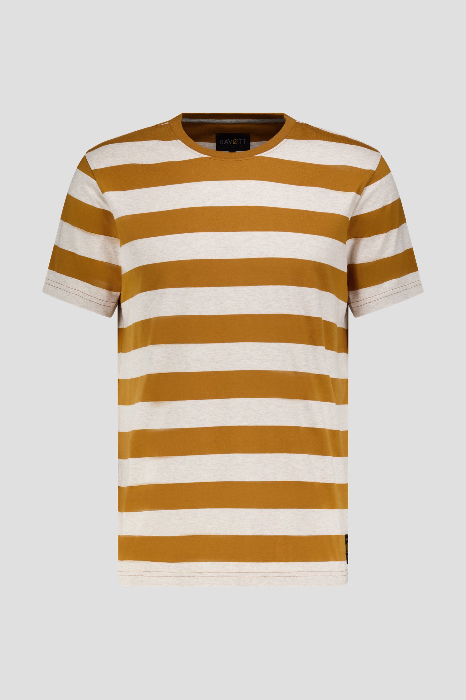 T-shirt à motif rayé marron de Ravøtt pour Hommes