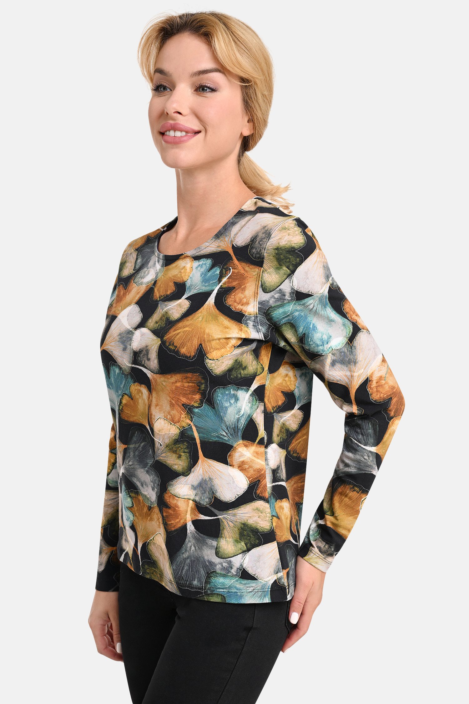 T-shirt avec imprimé feuillage de Bicalla pour Femmes
