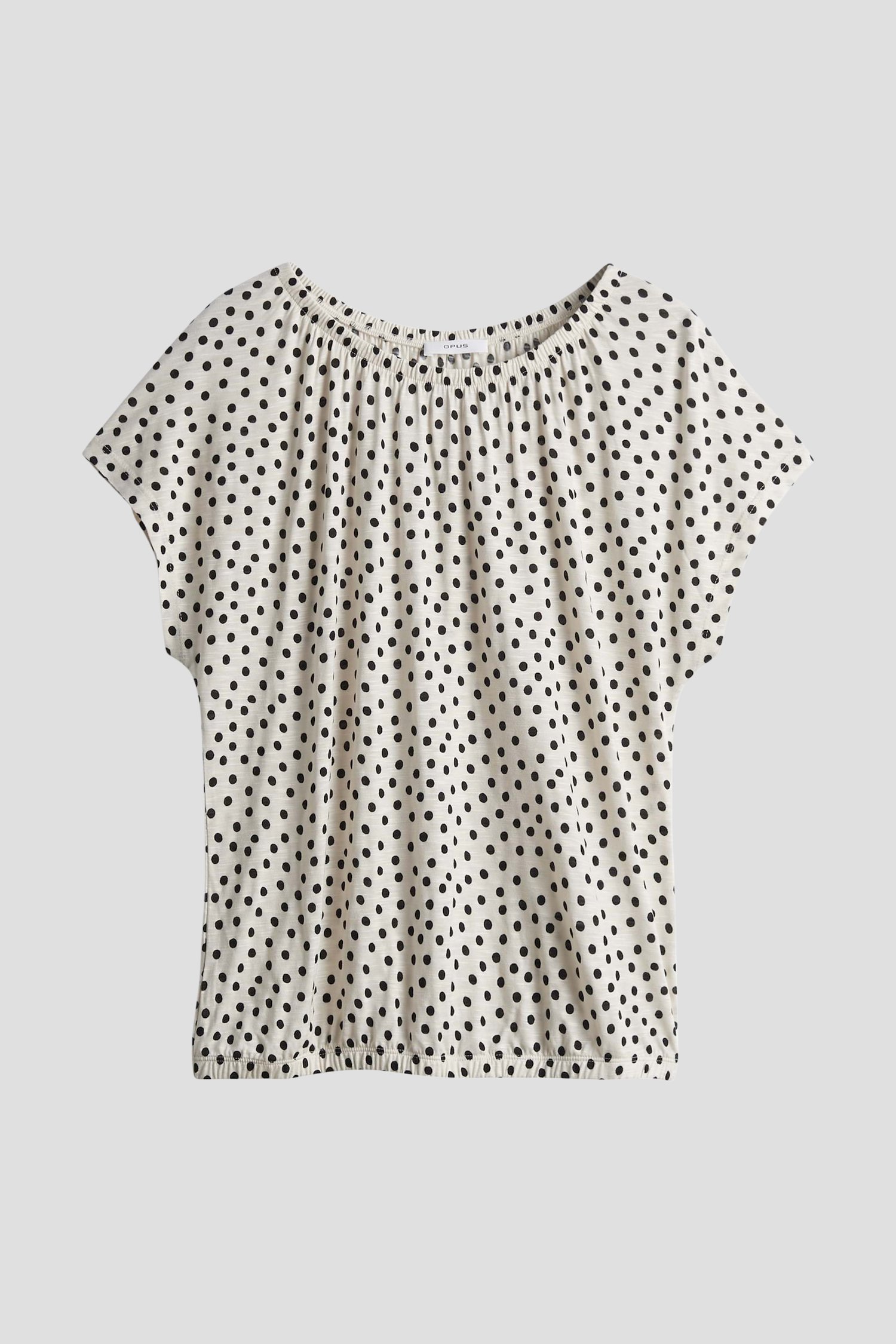 T-shirt beige à pois noirs de Opus pour Femmes