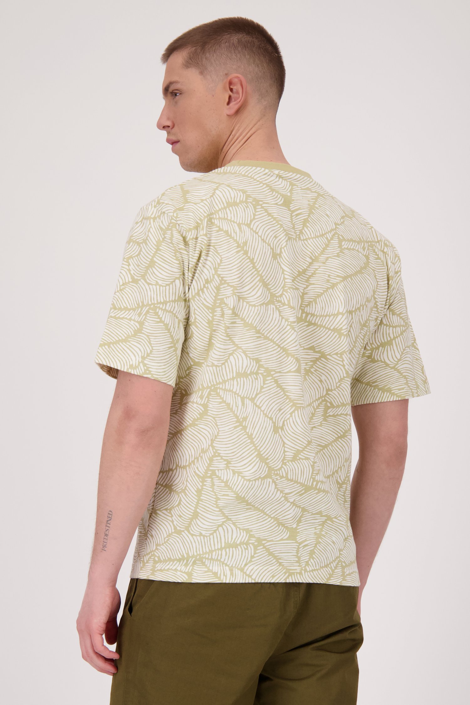 T-shirt beige avec imprimé blanc de Casual Five pour Hommes