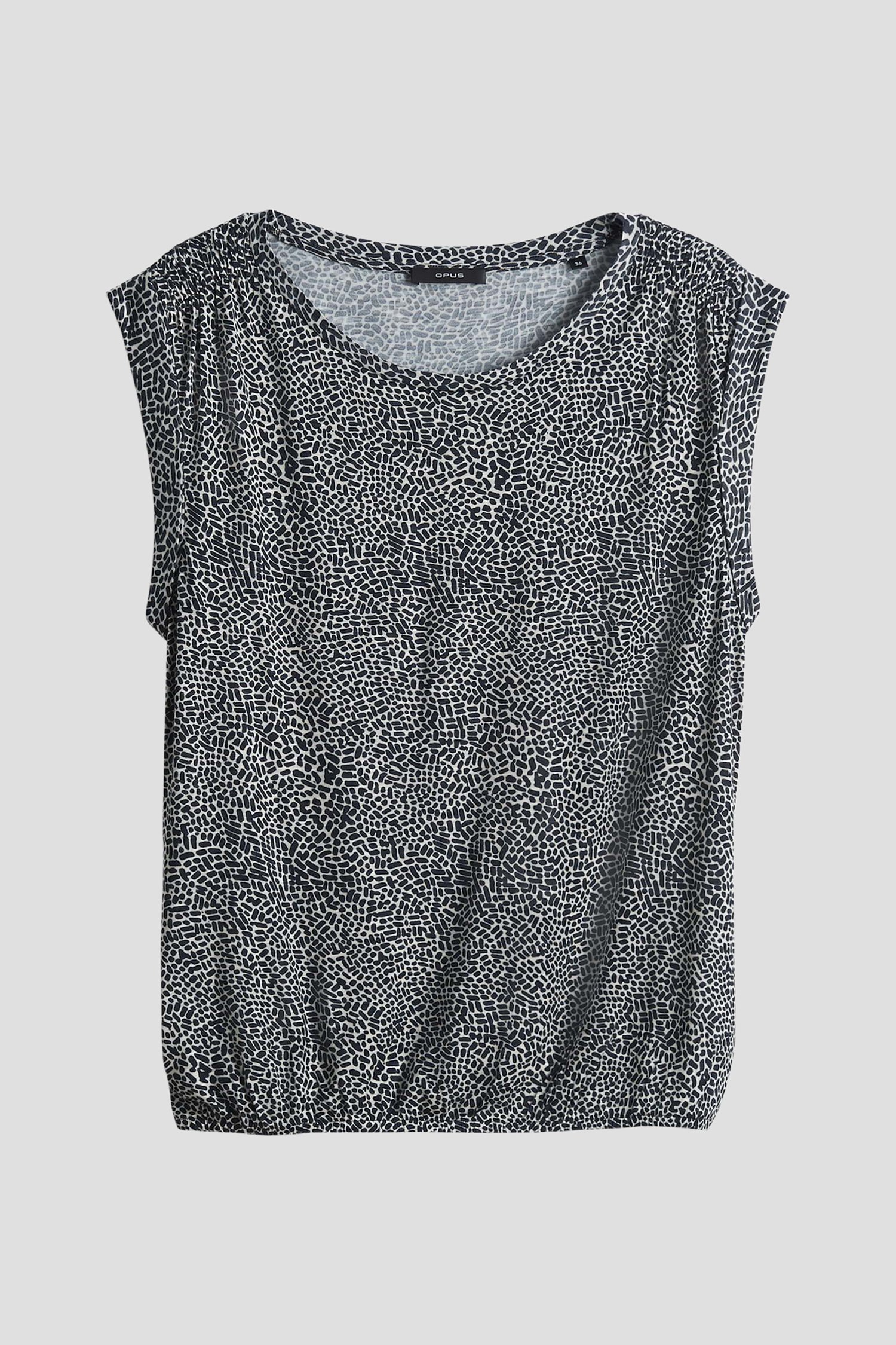 T-shirt beige clair avec imprimé bleu marine de Opus pour Femmes