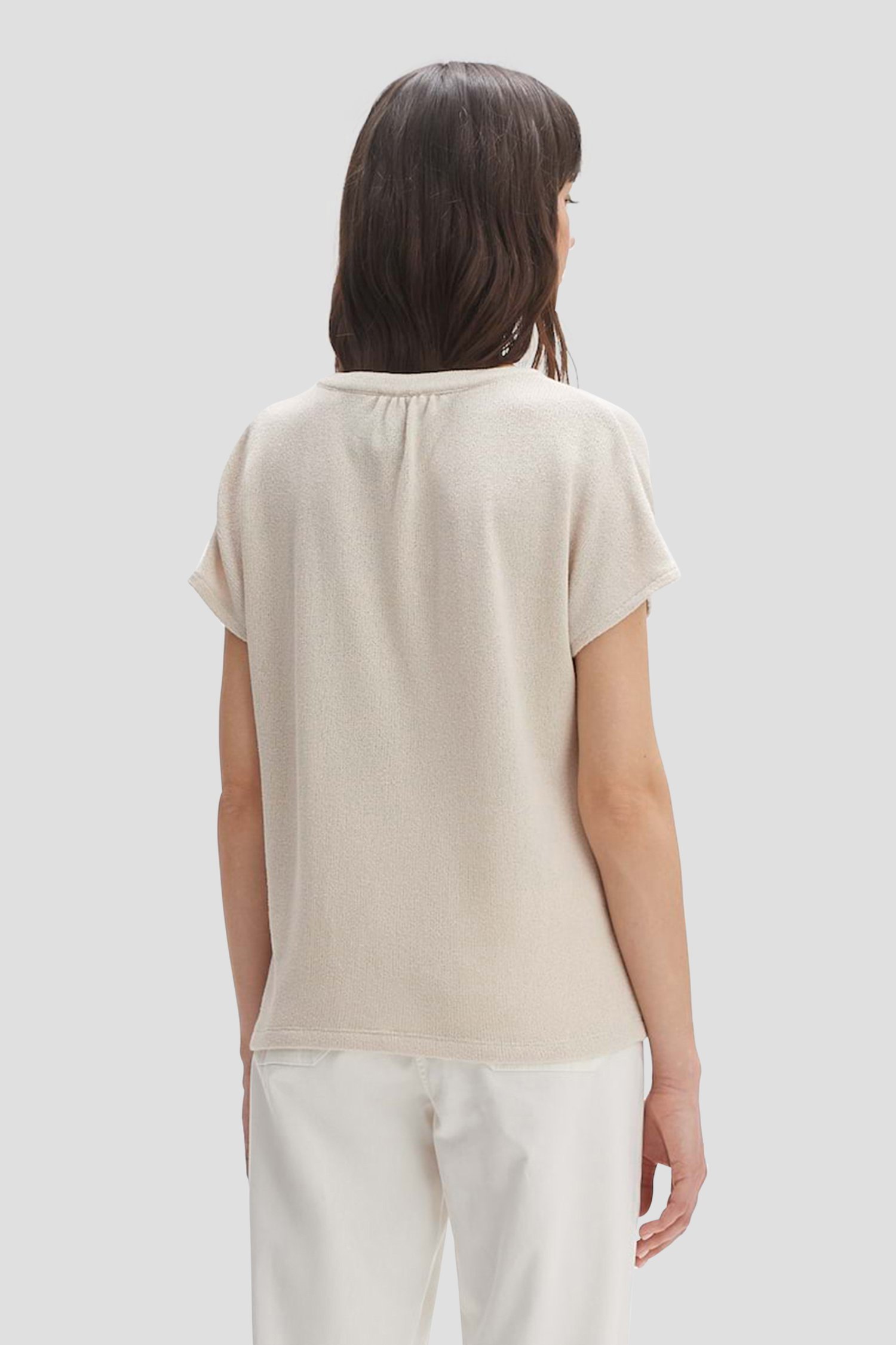 T-shirt beige en maille fine de Opus pour Femmes