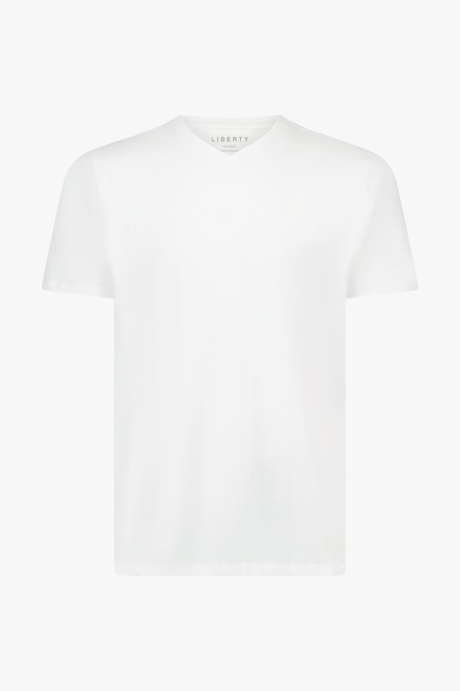 T-shirt blanc à col en V de Liberty Island pour Hommes