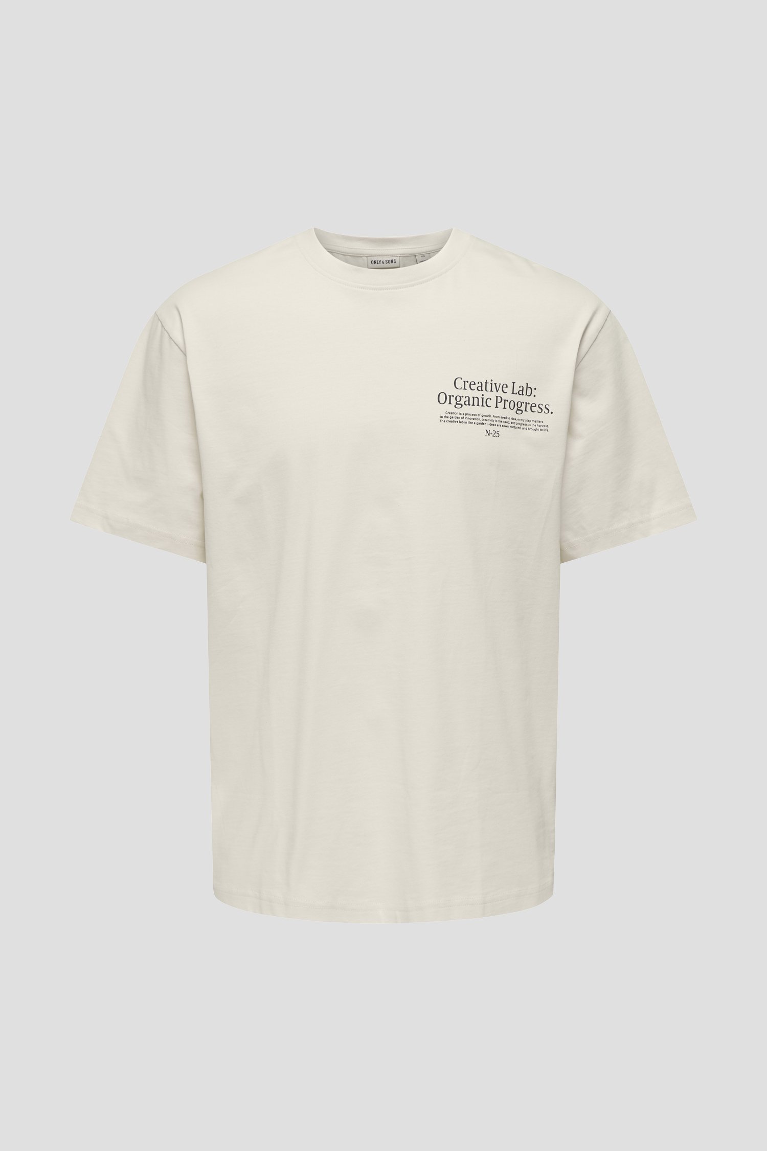 Photo produit 1 de T-shirt blanc à col rond et imprimé organique de Only & Sons pour Hommes