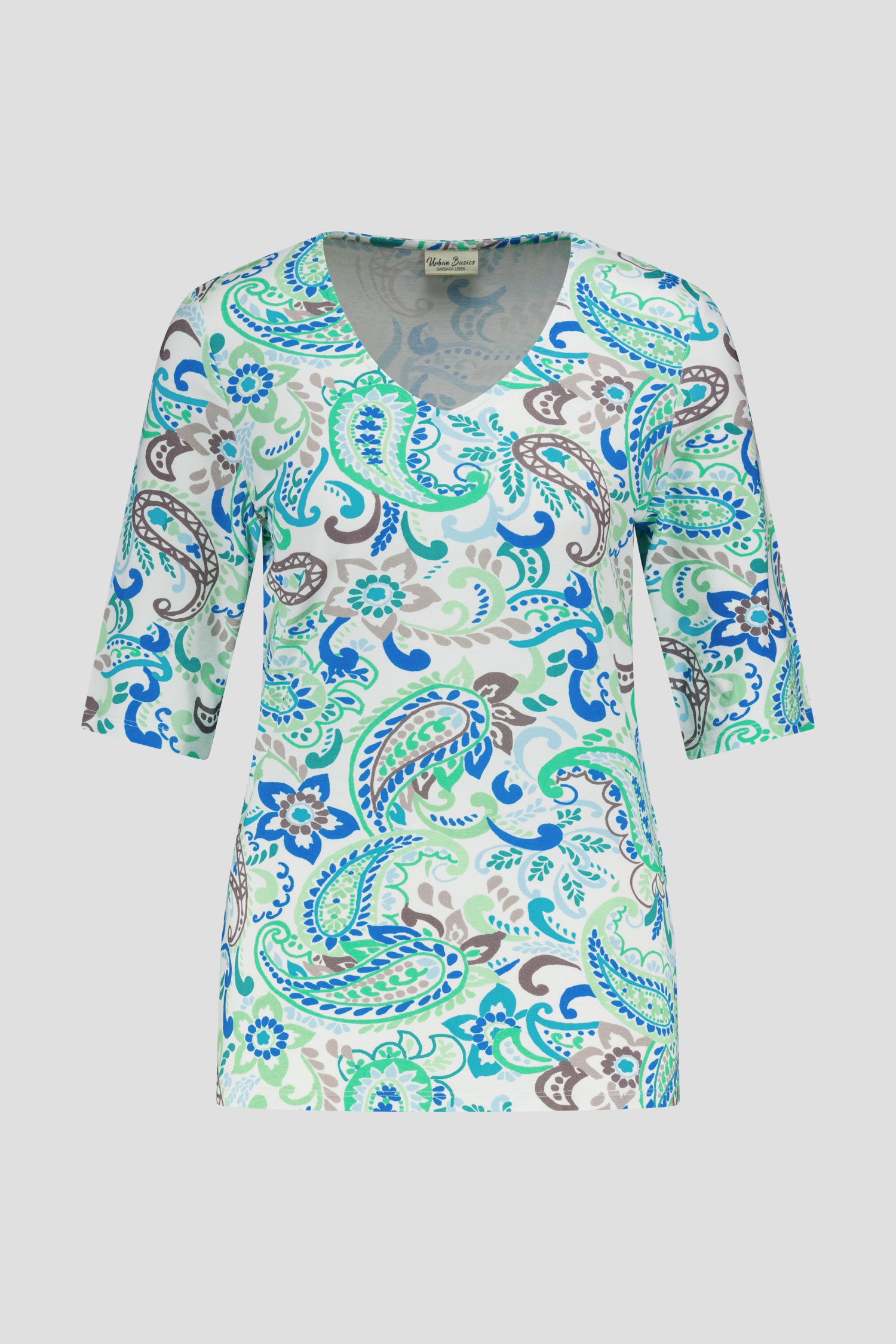 T-shirt blanc à imprimé cachemire et fleurs de Barbara Lebek pour Femmes