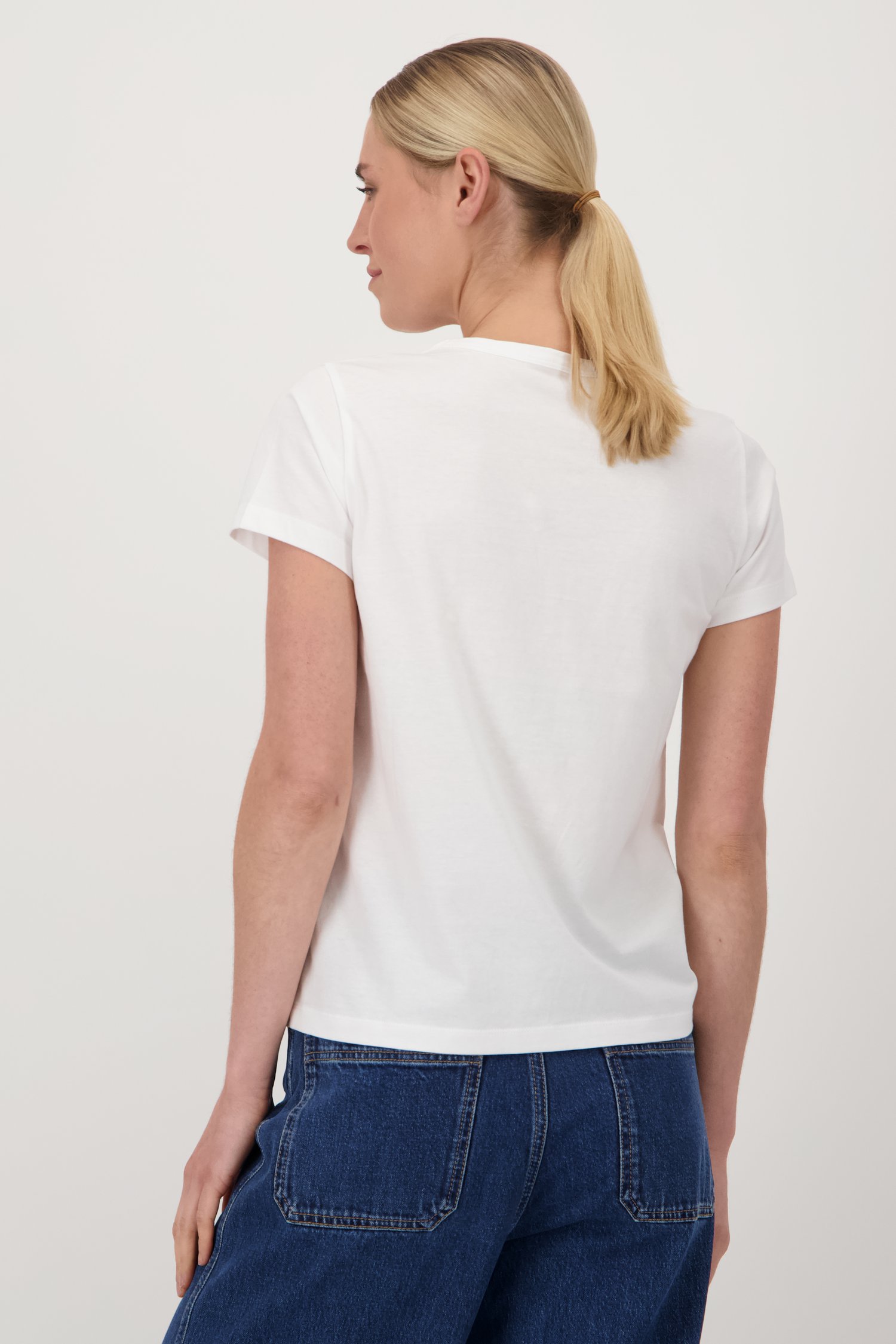 T-shirt blanc avec col rond de Liberty Island pour Femmes