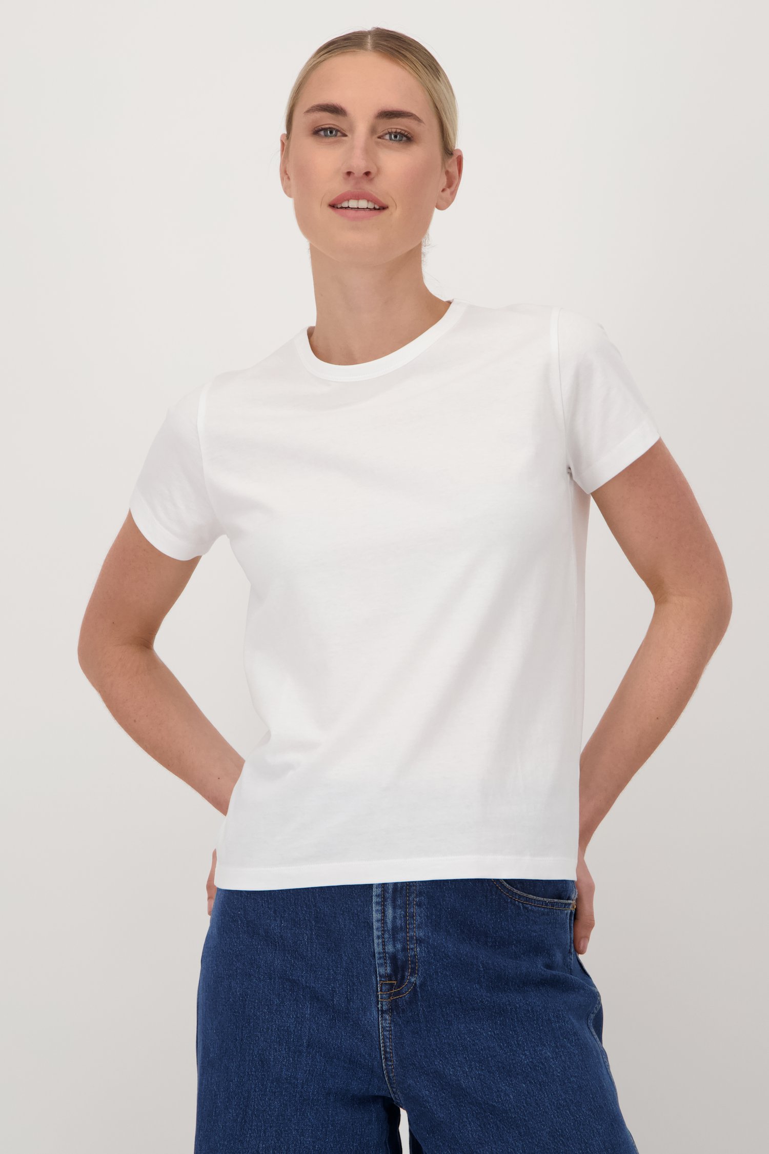 T-shirt blanc avec col rond de Liberty Island pour Femmes