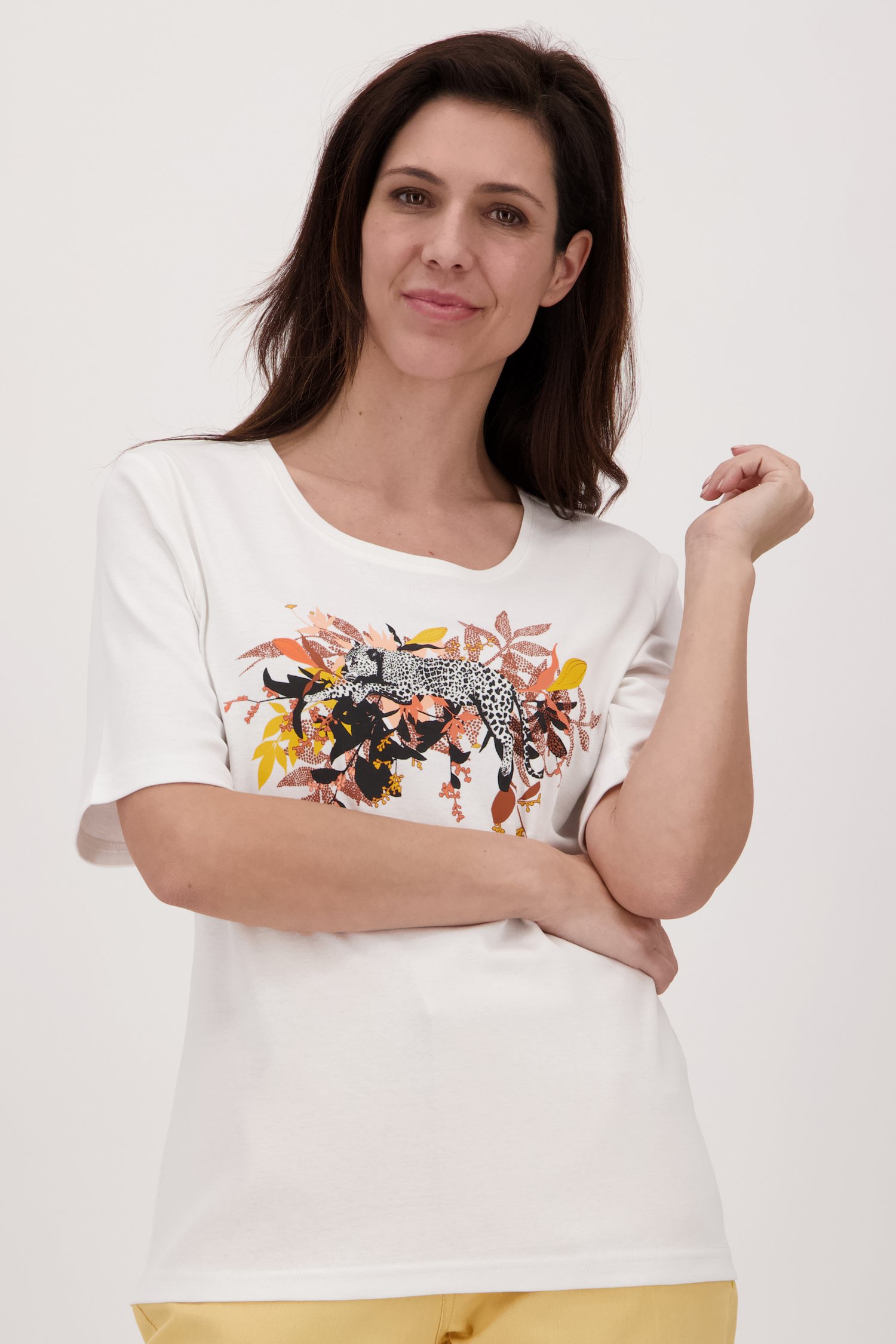 T-shirt blanc avec imprimé  de Signature pour Femmes