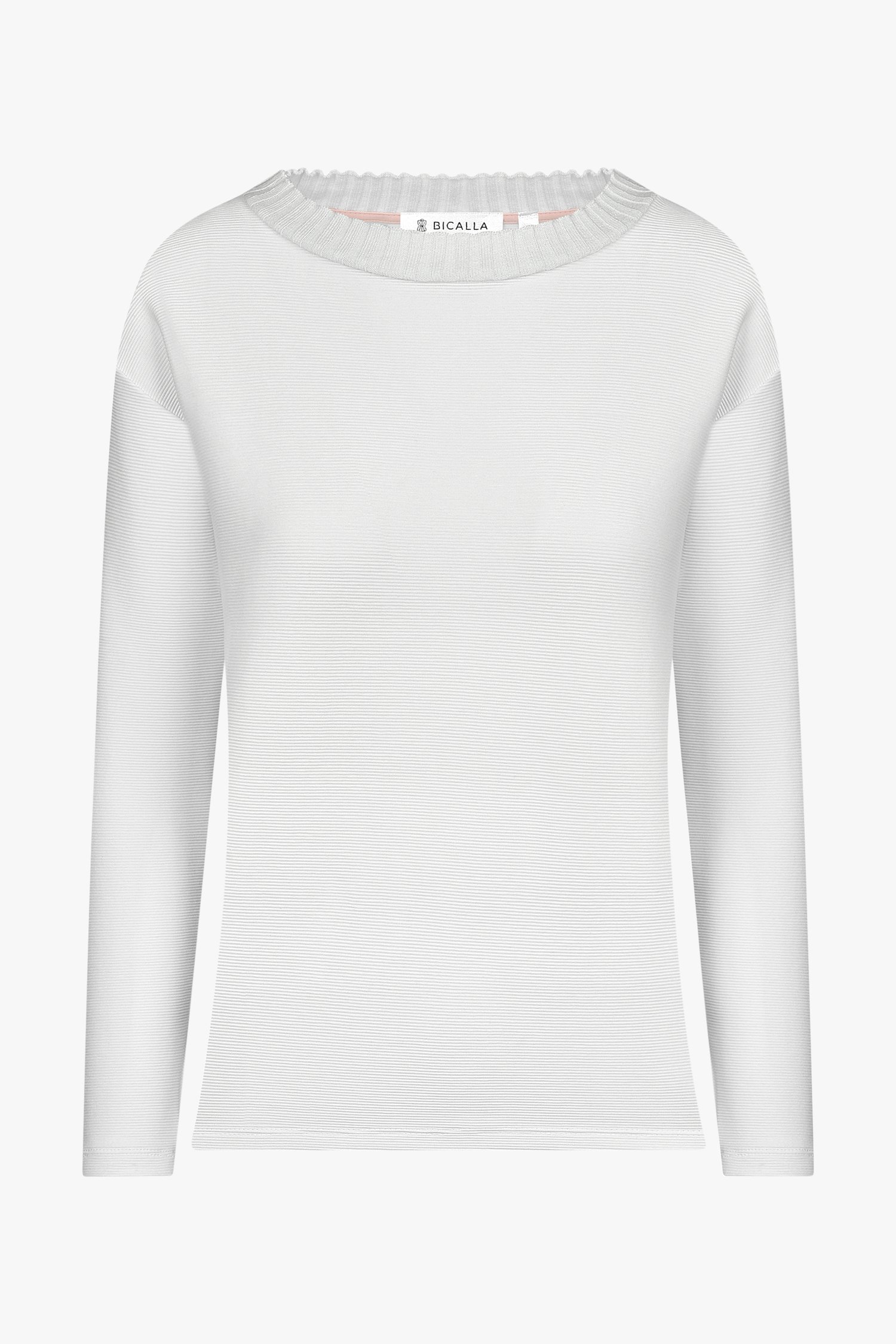 T-shirt blanc en tissu à fines côtes de Bicalla pour Femmes