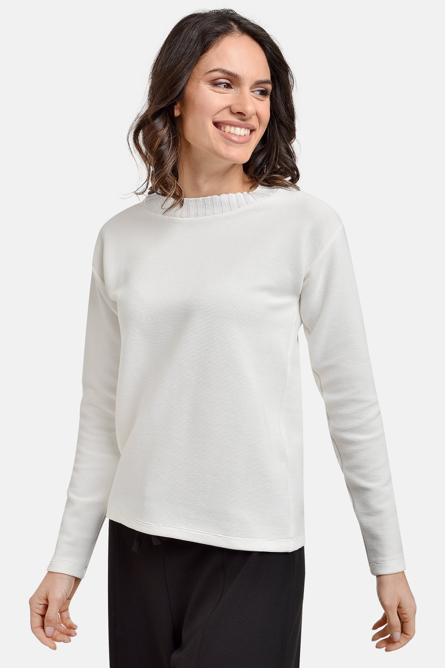 T-shirt blanc en tissu à fines côtes de Bicalla pour Femmes