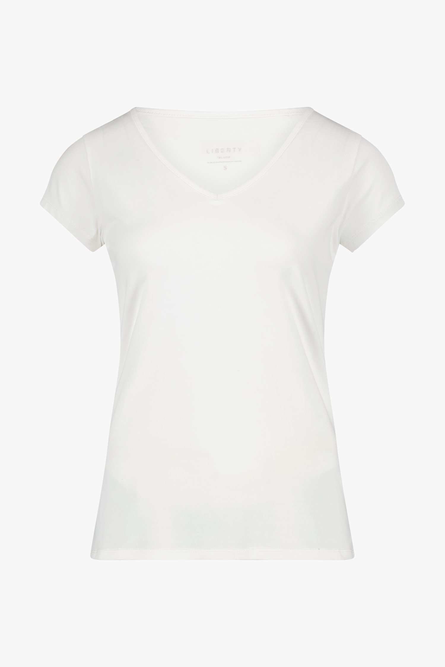 T-shirt blanc simple avec col en V de Liberty Island pour Femmes