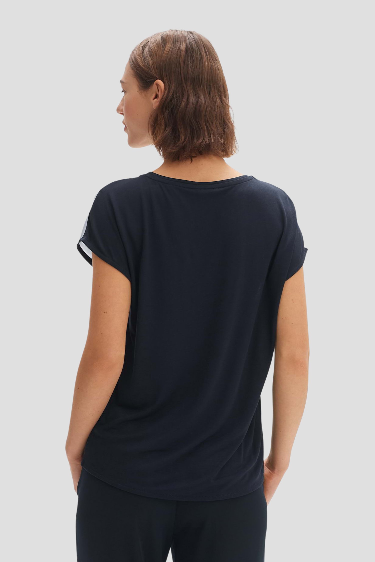 T-shirt bleu à imprimé abstrait de Opus pour Femmes