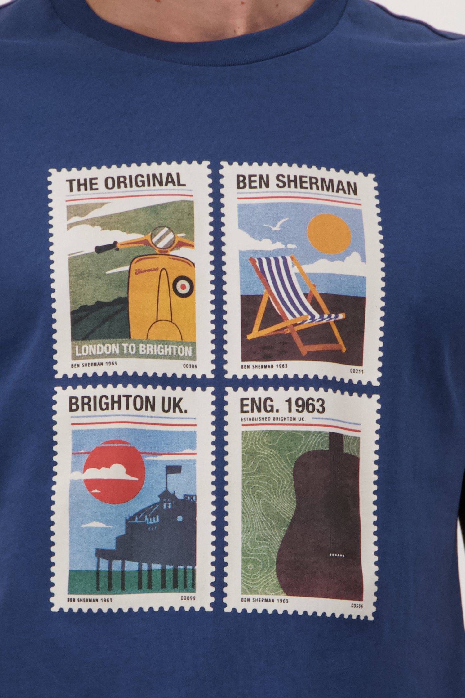 T-shirt bleu à imprimé estival de Ben Sherman pour Hommes