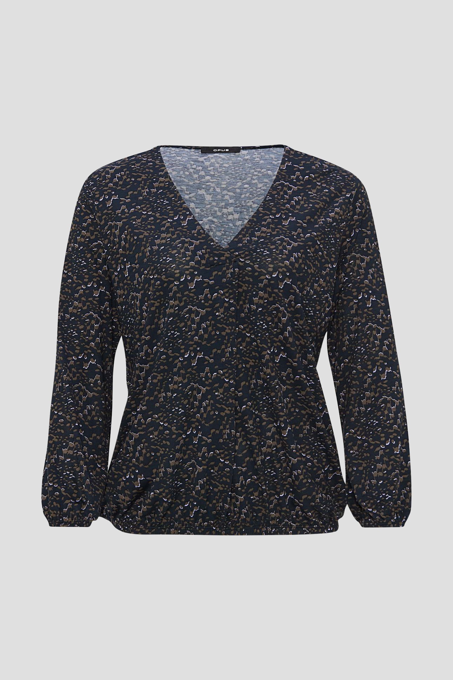 T-shirt bleu foncé à imprimé marron/violet de Opus pour Femmes