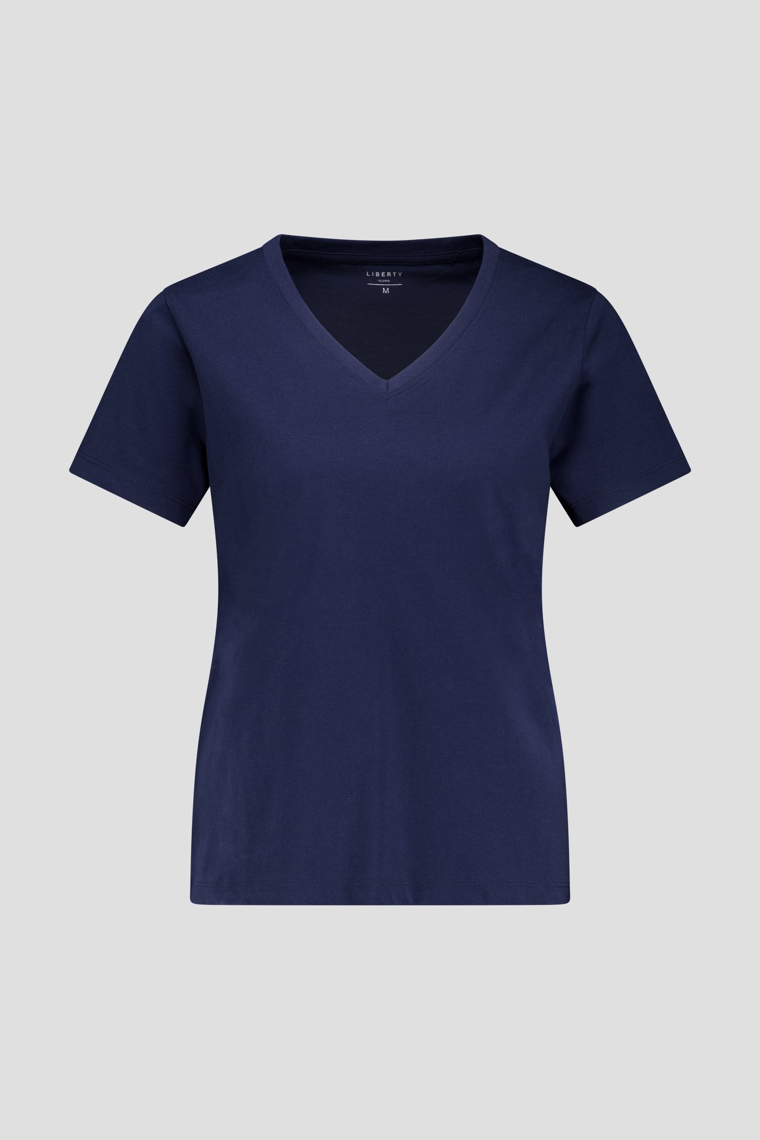 T-shirt bleu marine avec col en V de Liberty Island pour Femmes