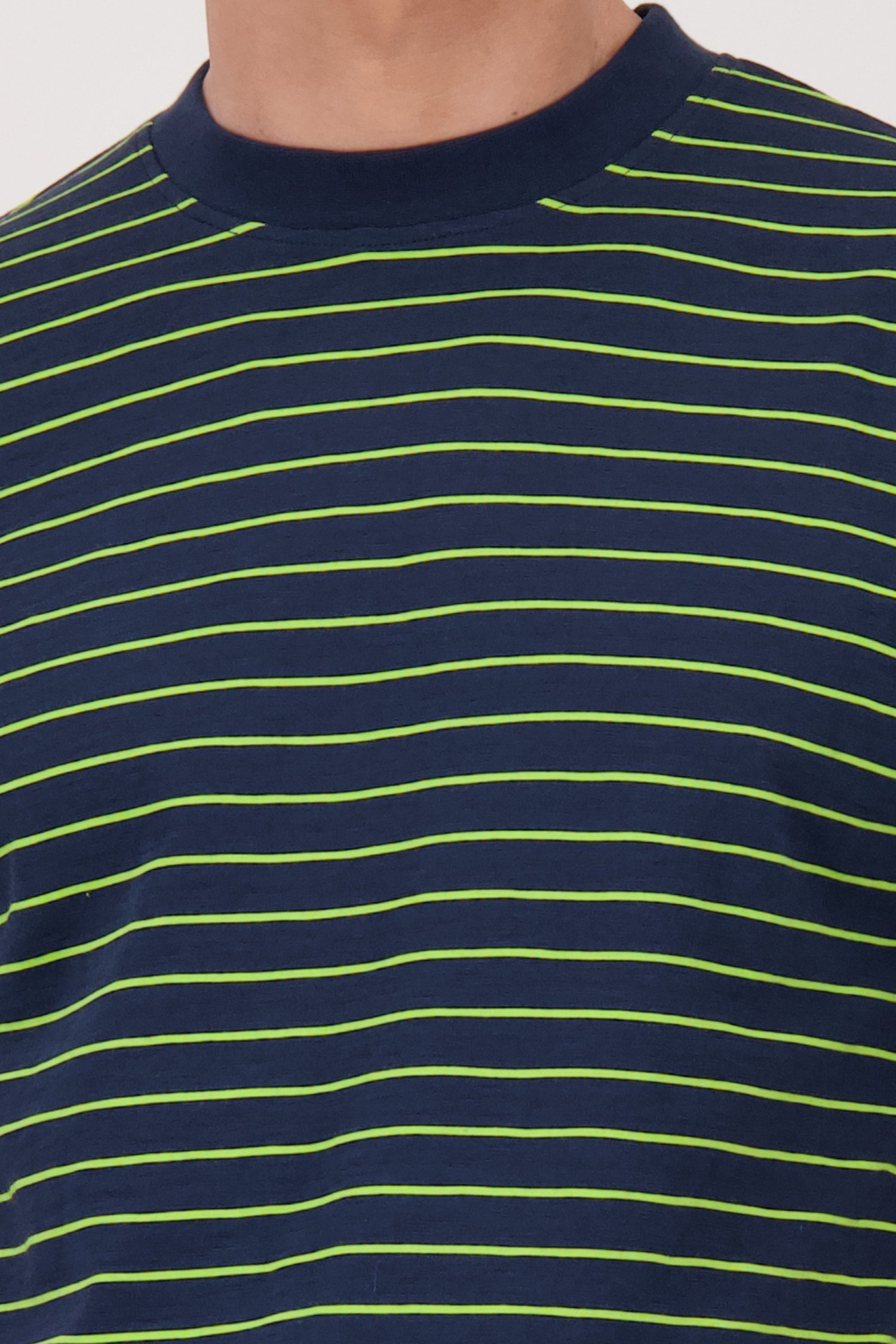 T-shirt bleu-vert à rayures de Casual Five pour Hommes