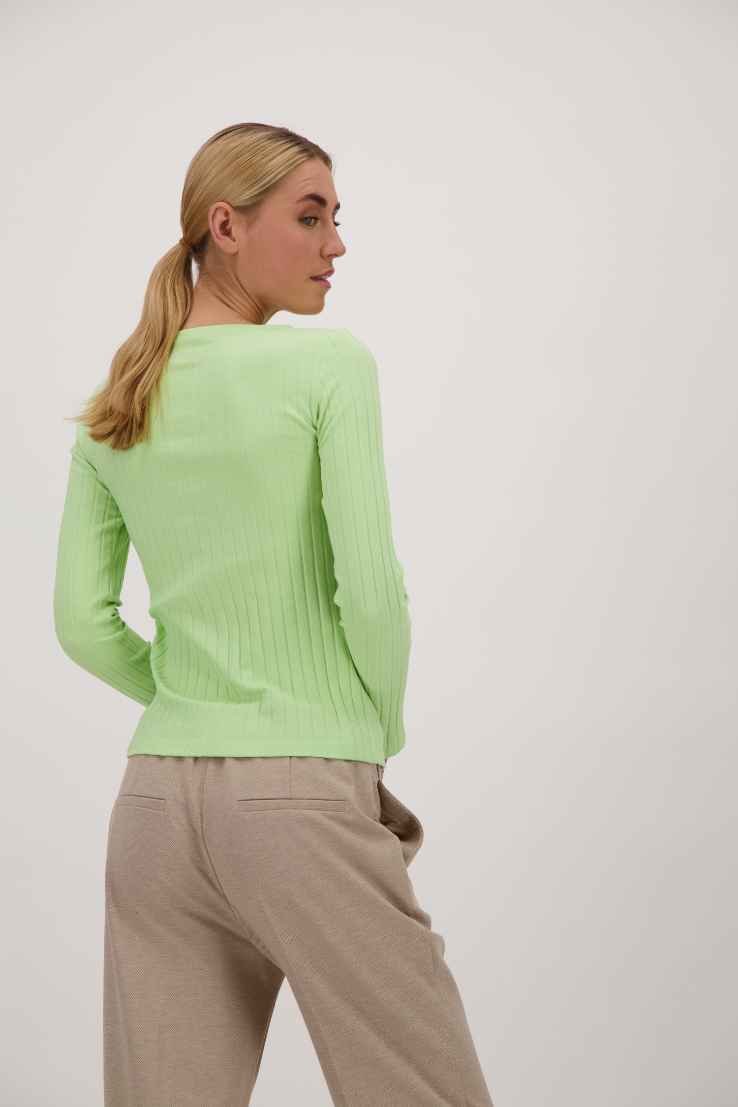 T-shirt côtelé vert clair de Opus pour Femmes