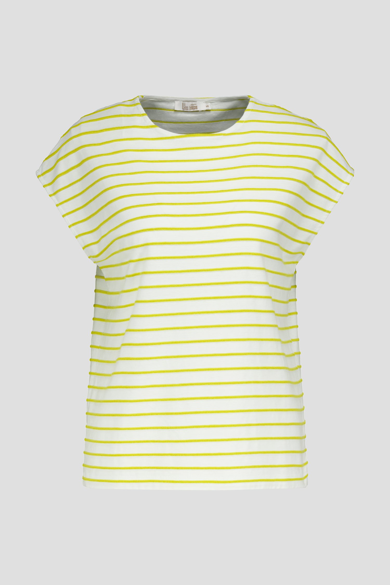 T-shirt écru à motif rayé jaune-vert de Liberty Loving nature pour Femmes