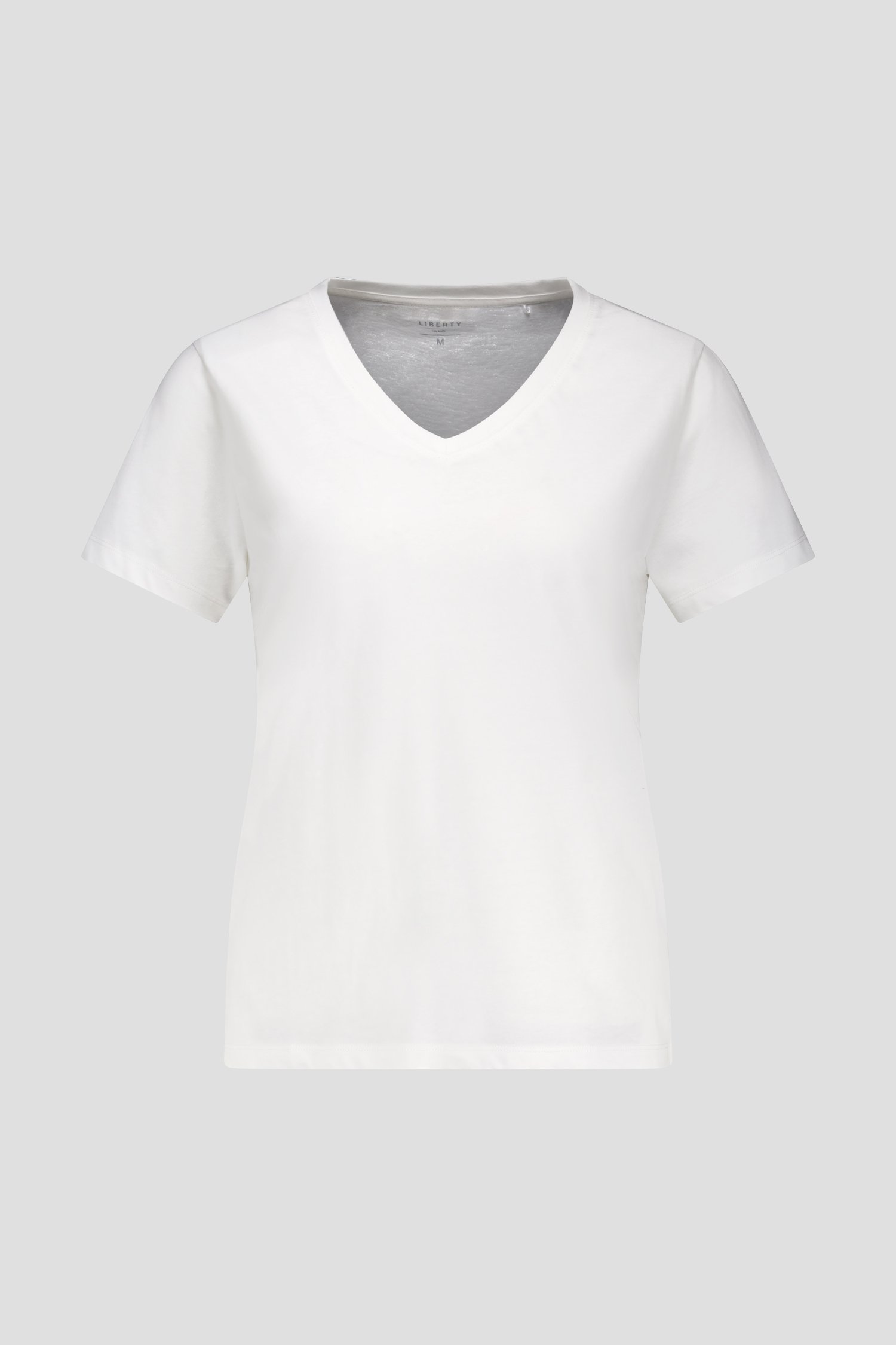 T-shirt ecru avec col en V de Liberty Island pour Femmes