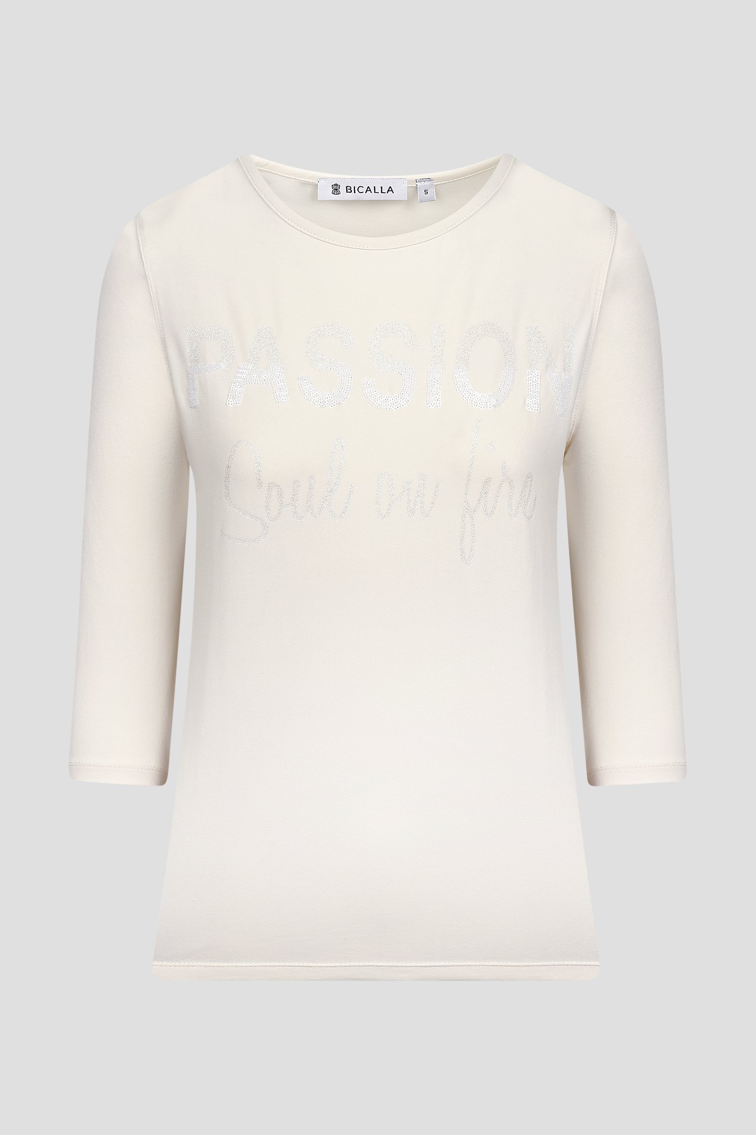 T-shirt écru avec lettrage brillant  de Bicalla pour Femmes
