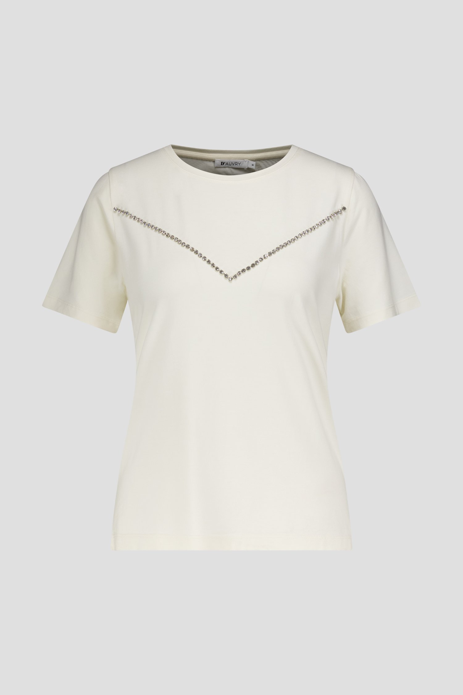 Photo produit 1 de T-shirt écru avec pierres argentées de D'Auvry pour Femmes