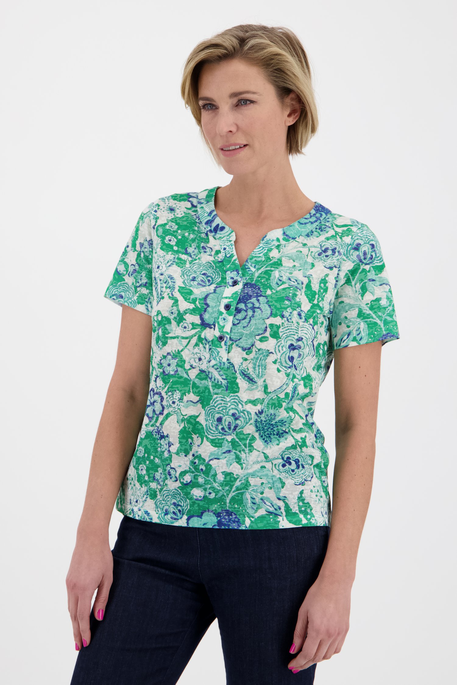 T-shirt fin avec imprimé floral vert de Diane Laury pour Femmes