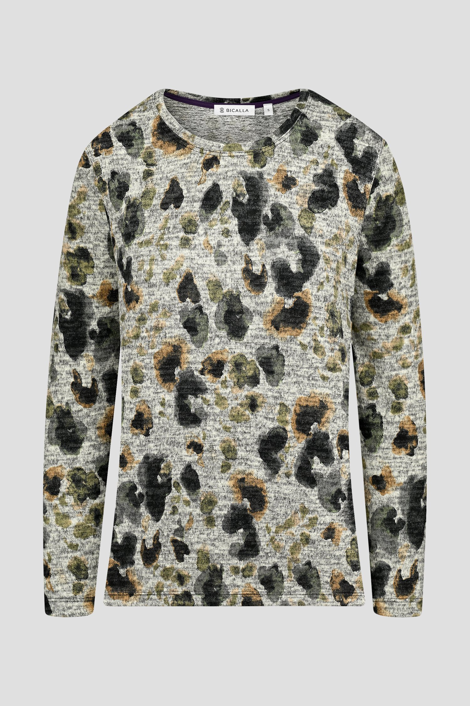 T-shirt gris à imprimé chiné de Bicalla pour Femmes