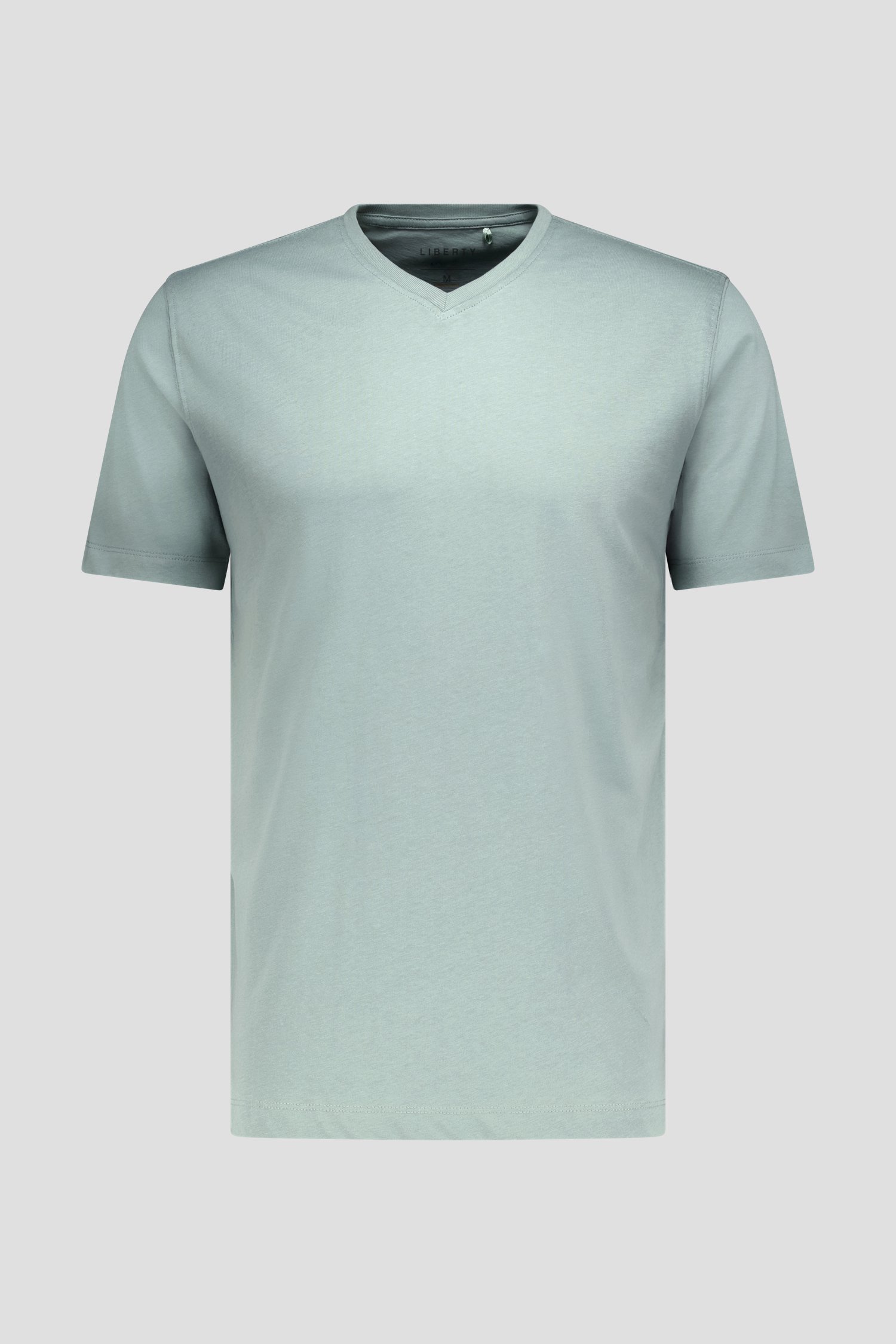 T-shirt gris-vert à col en V de Liberty Island pour Hommes