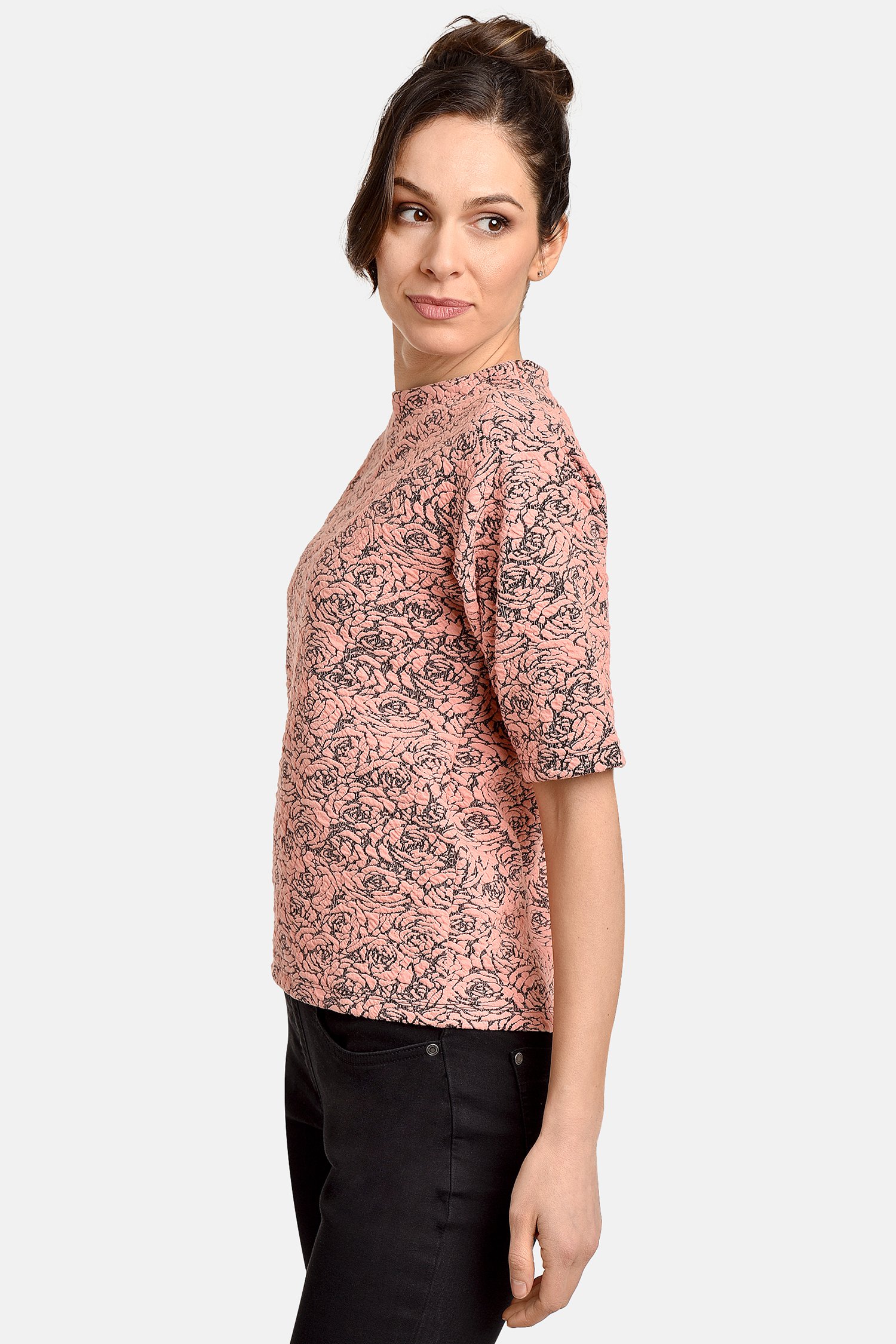 T-shirt in zwart en roze met bloemenprint van Bicalla voor Dames