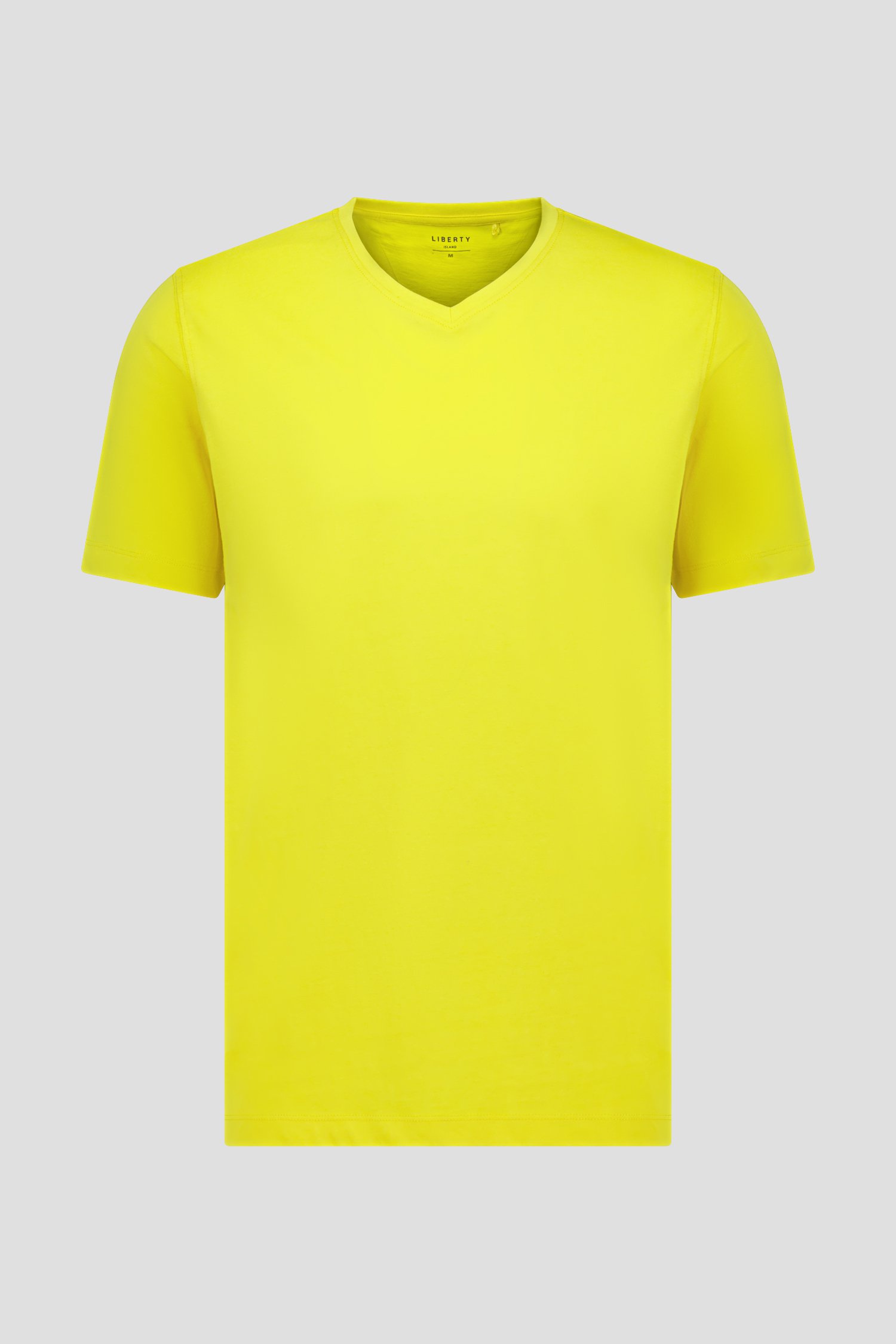 T-shirt jaune à col en V de Liberty Island pour Hommes