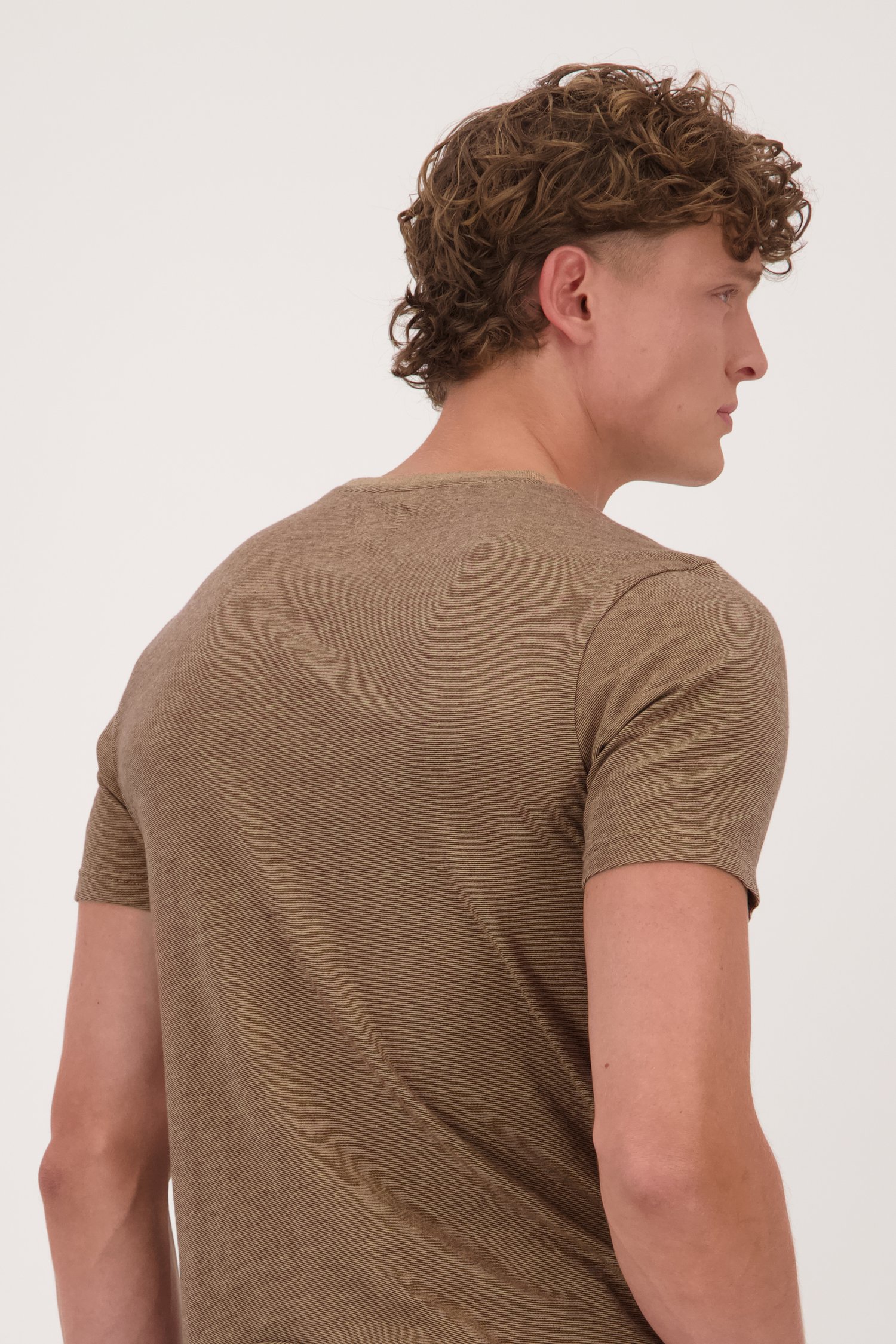 T-shirt marron à fines rayures  de Casual Five pour Hommes
