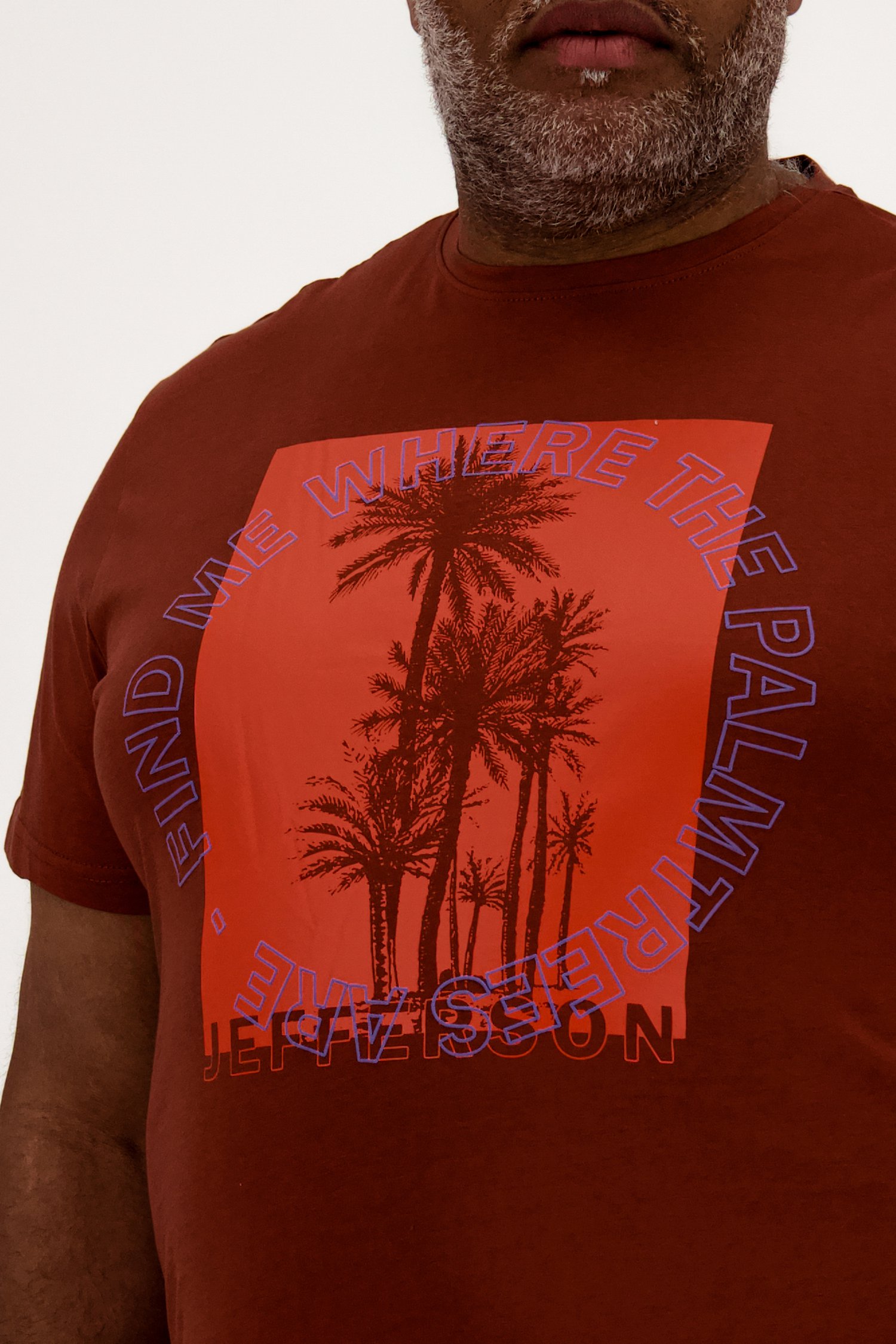 T-shirt marron avec imprimé de Jefferson pour Hommes