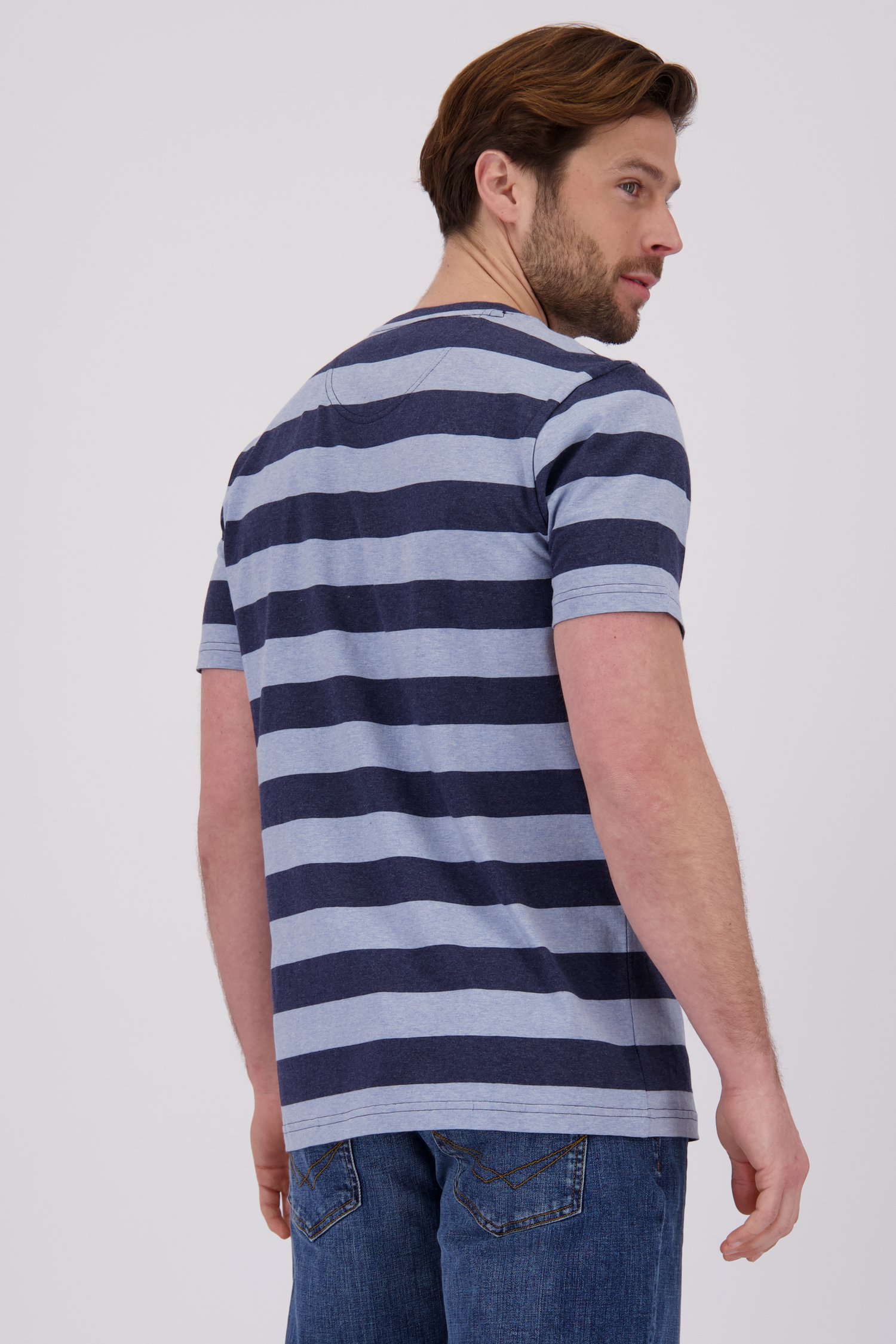 T-shirt met blauw gestreept motief van Ravøtt voor Heren