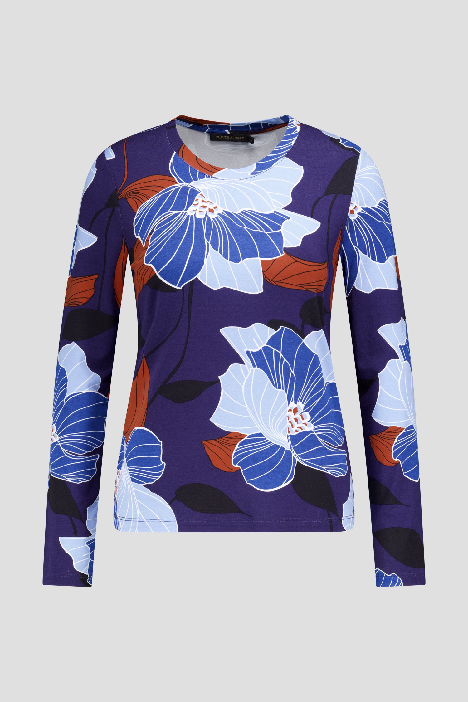Productfoto 1 van T-shirt met bloemenprint in blauwtinten door Claude Arielle voor Dames