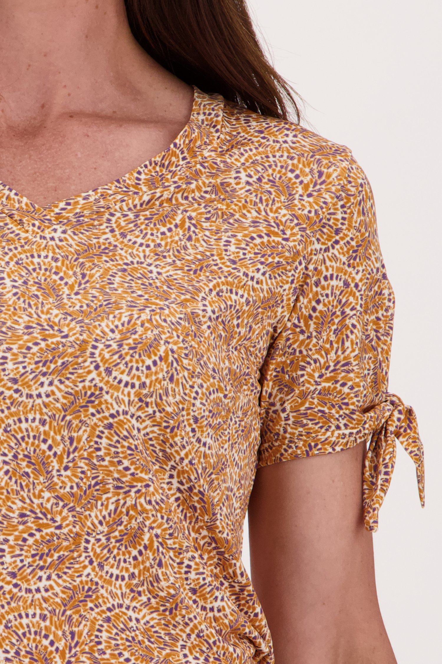T-shirt met fijne oranje-paarse print van Diane Laury voor Dames