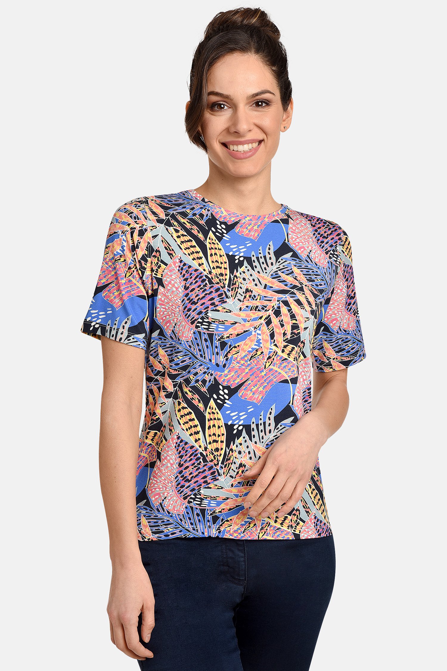 T-shirt met kleurrijke bladerprint van Bicalla voor Dames