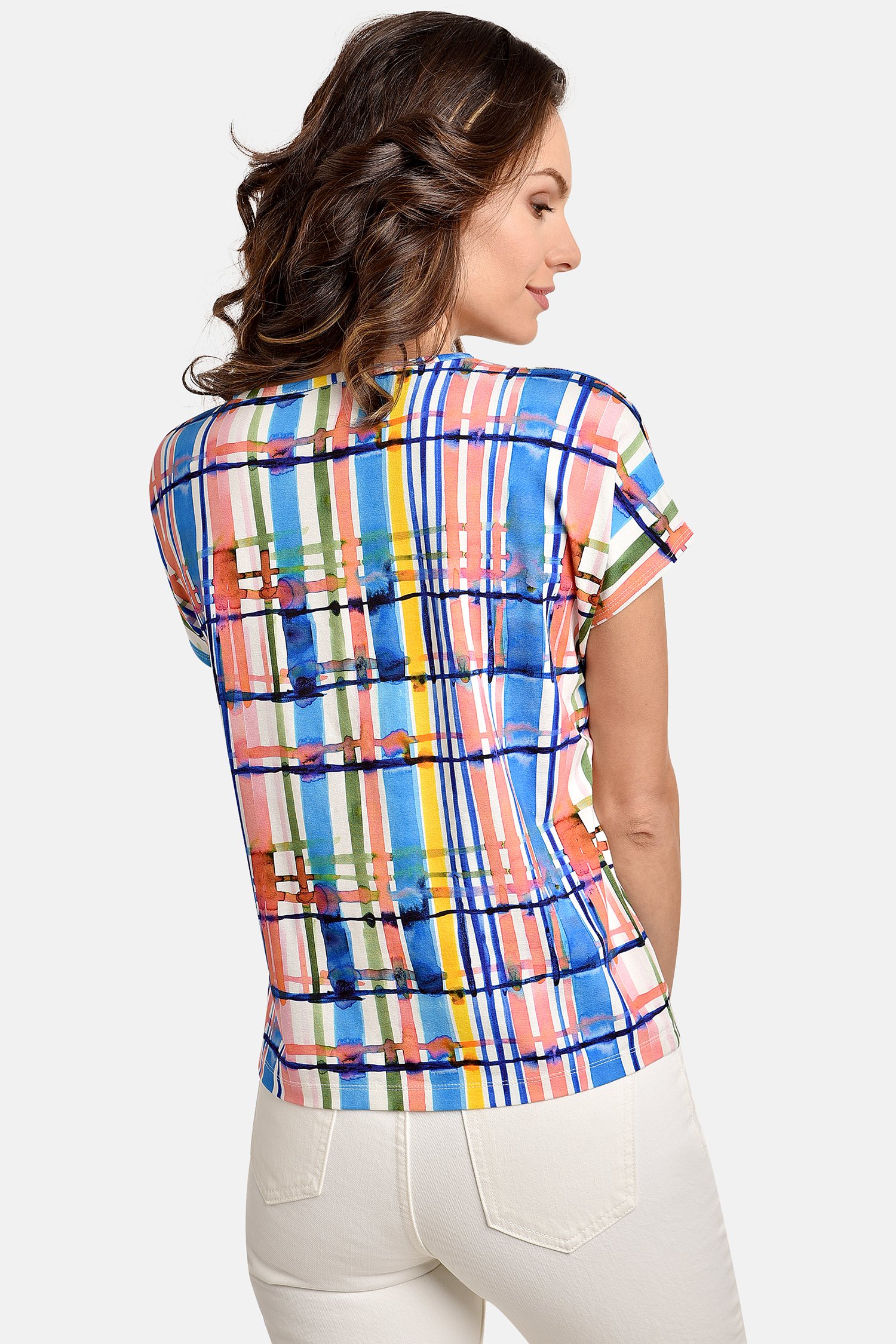 T-shirt met kleurrijke geruite print van Bicalla voor Dames