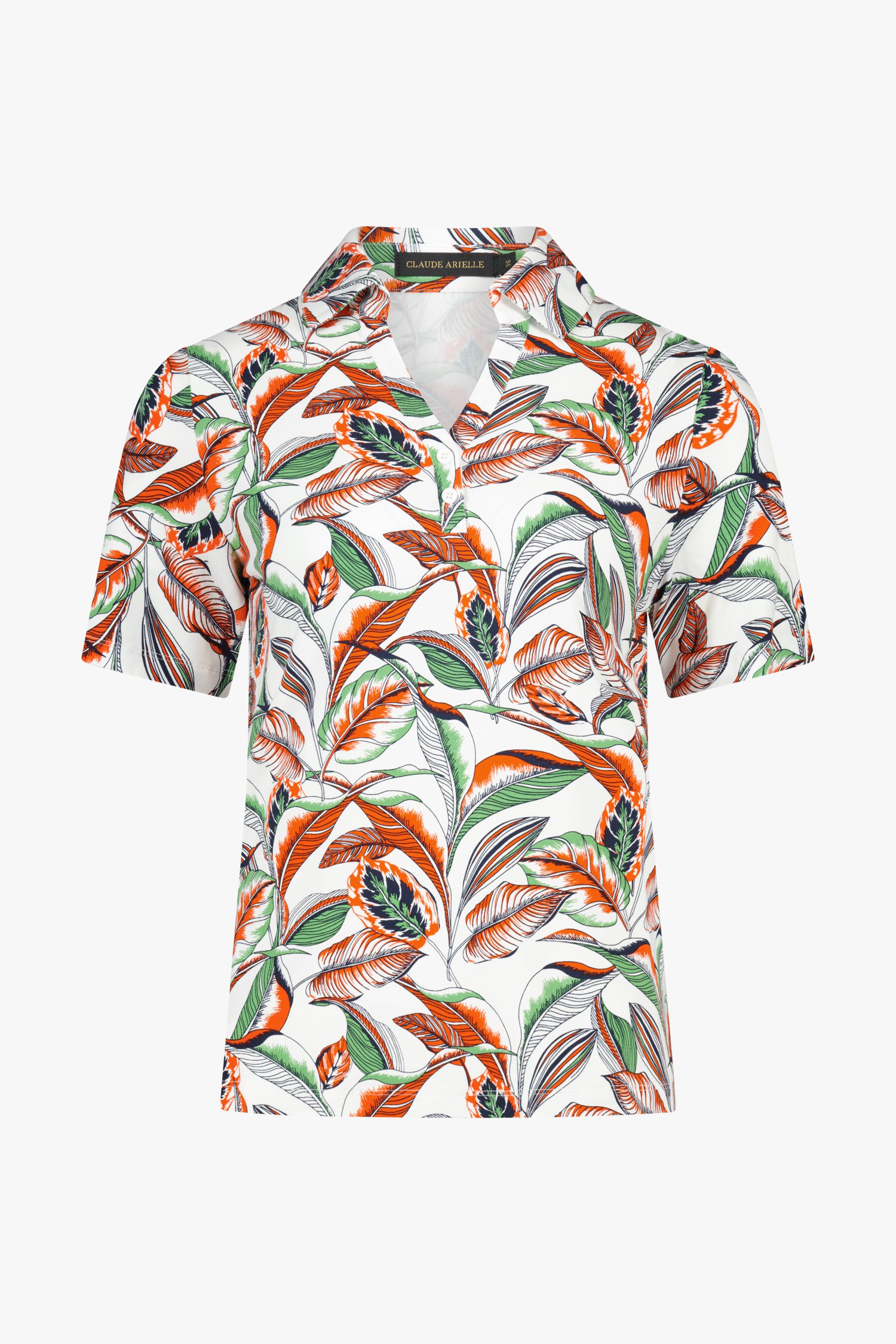 T-shirt met kraagje in bladerprint van Claude Arielle voor Dames