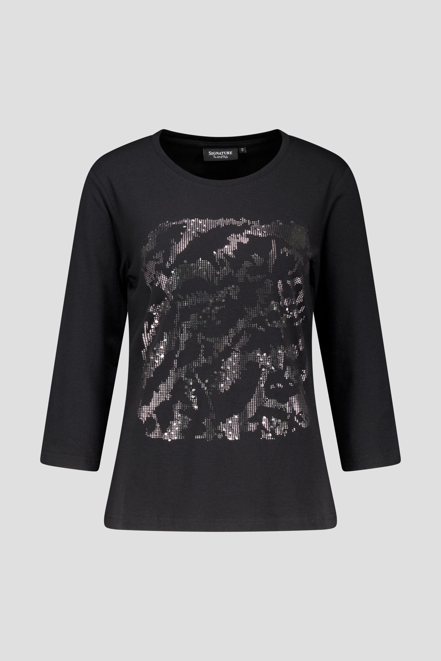 Photo produit 1 de T-shirt noir avec imprimé métallique de Signature pour Femmes
